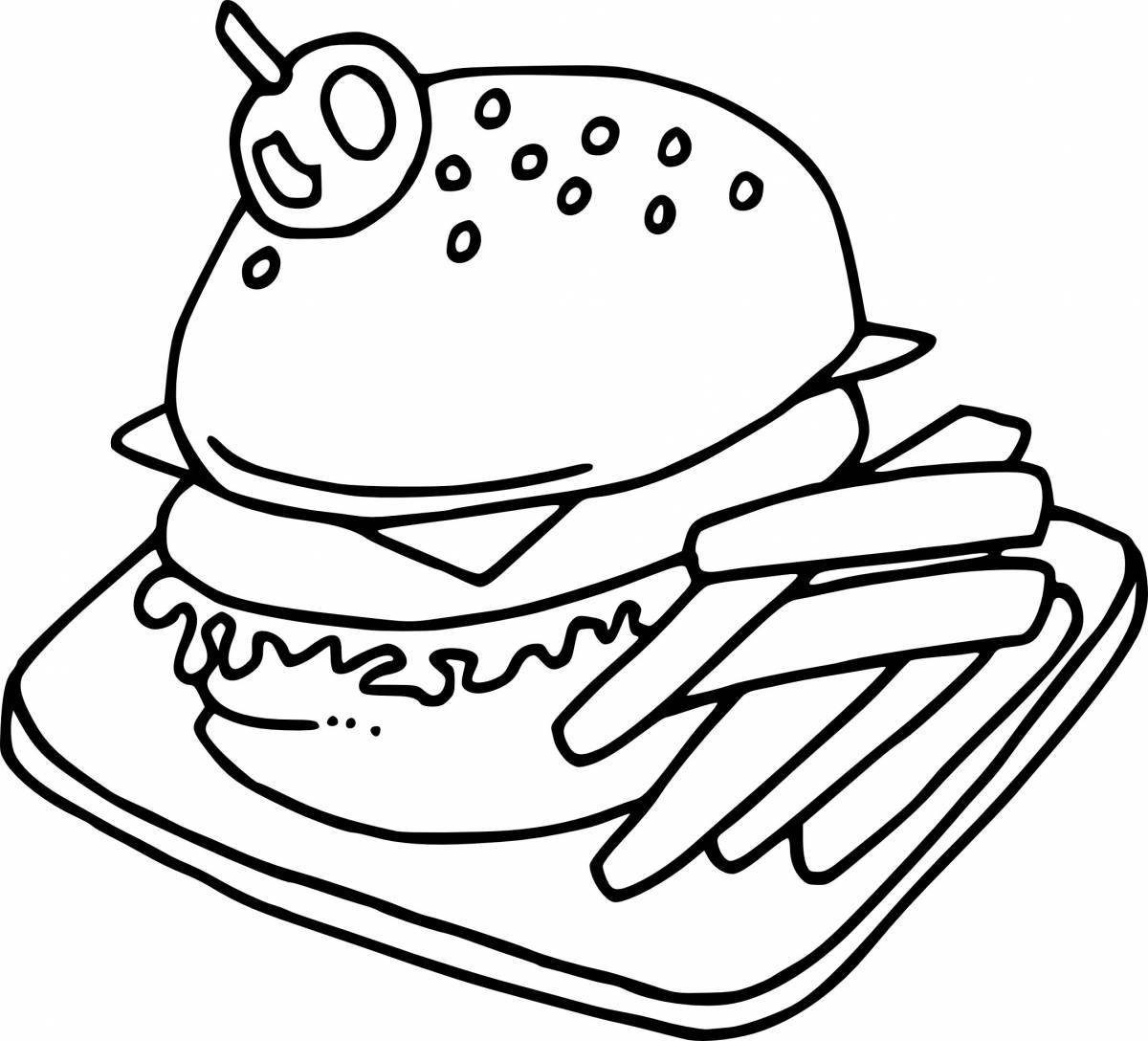 Playful hamburger coloring page for kids