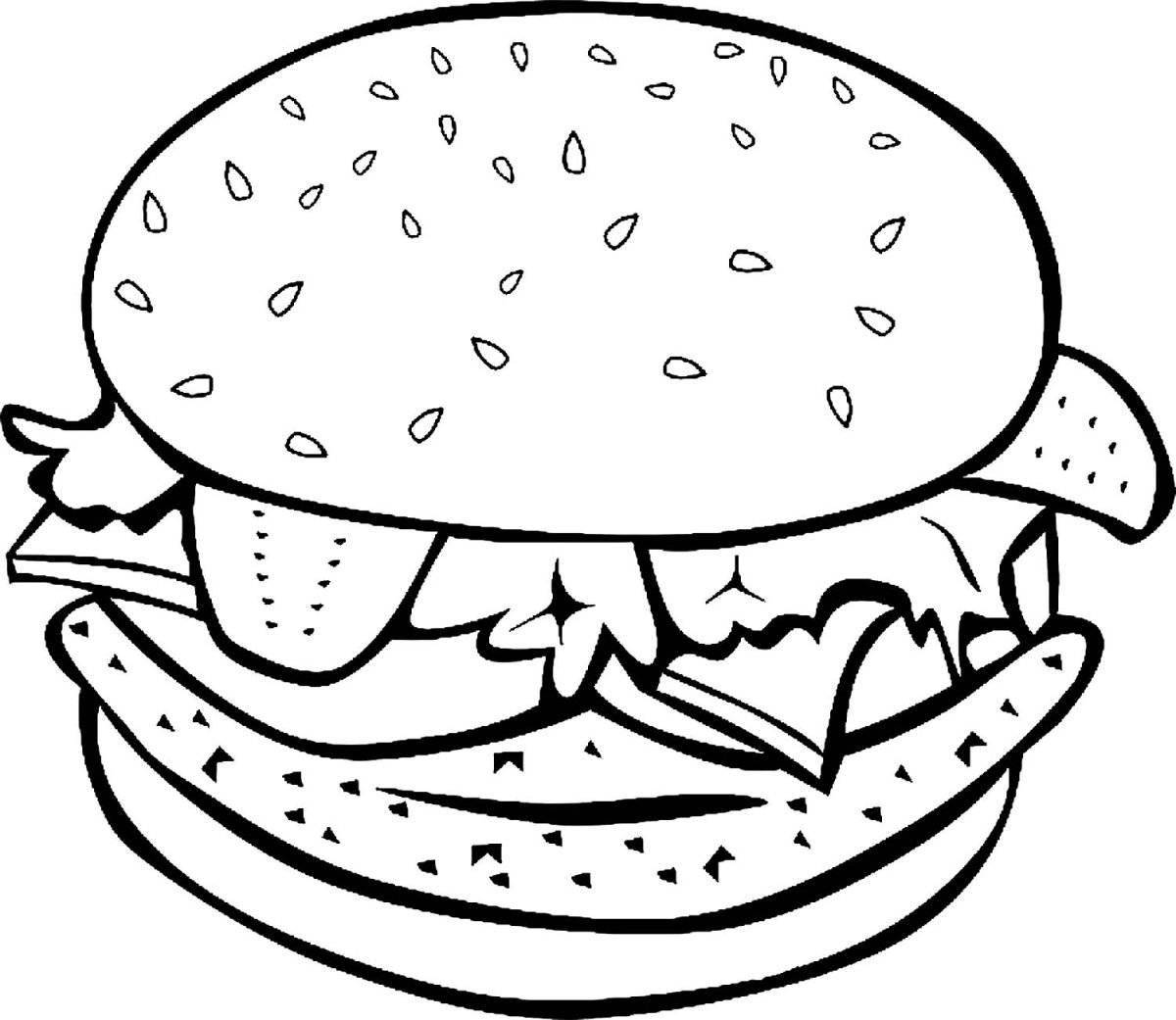 Креативная раскраска гамбургер для детей