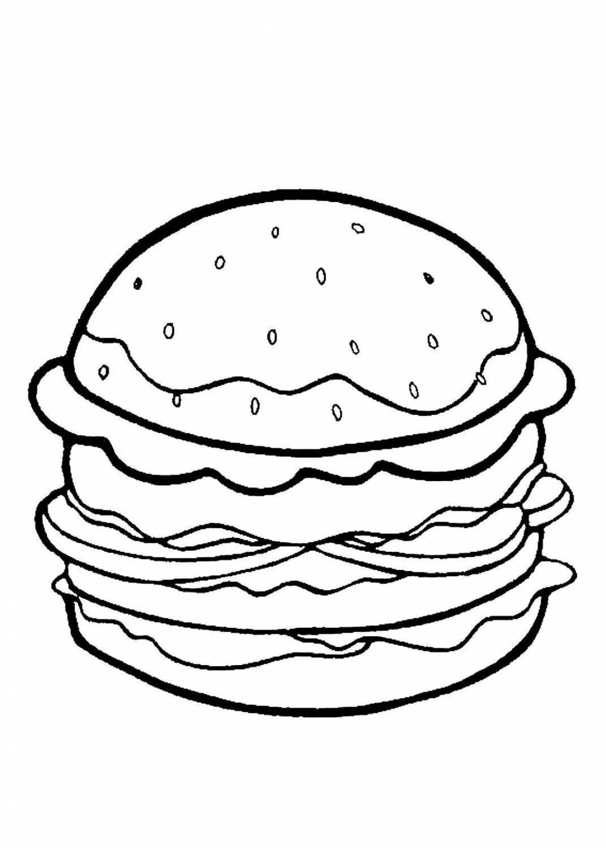 Fun hamburger coloring book for kids