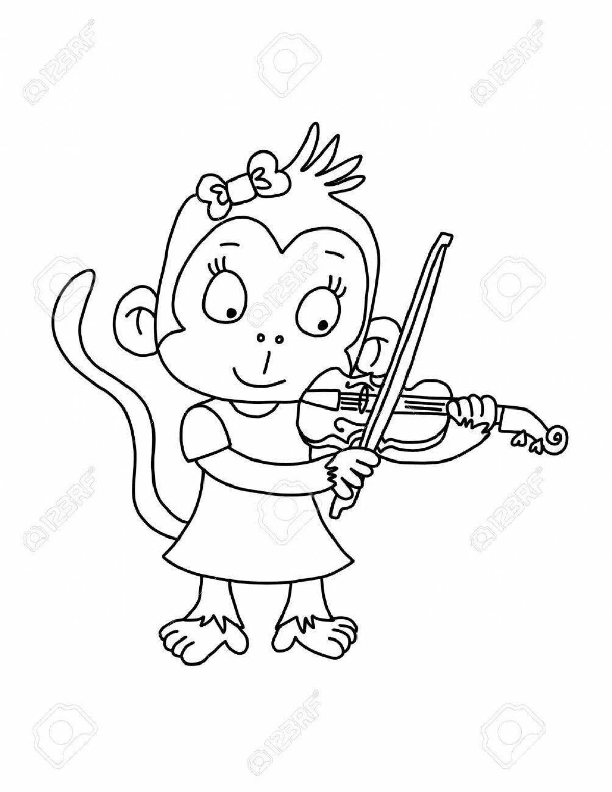 Joyful coloring boy with a violin