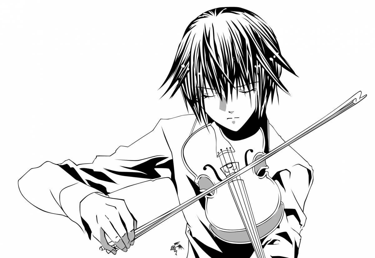 Праздничная раскраска мальчик со скрипкой