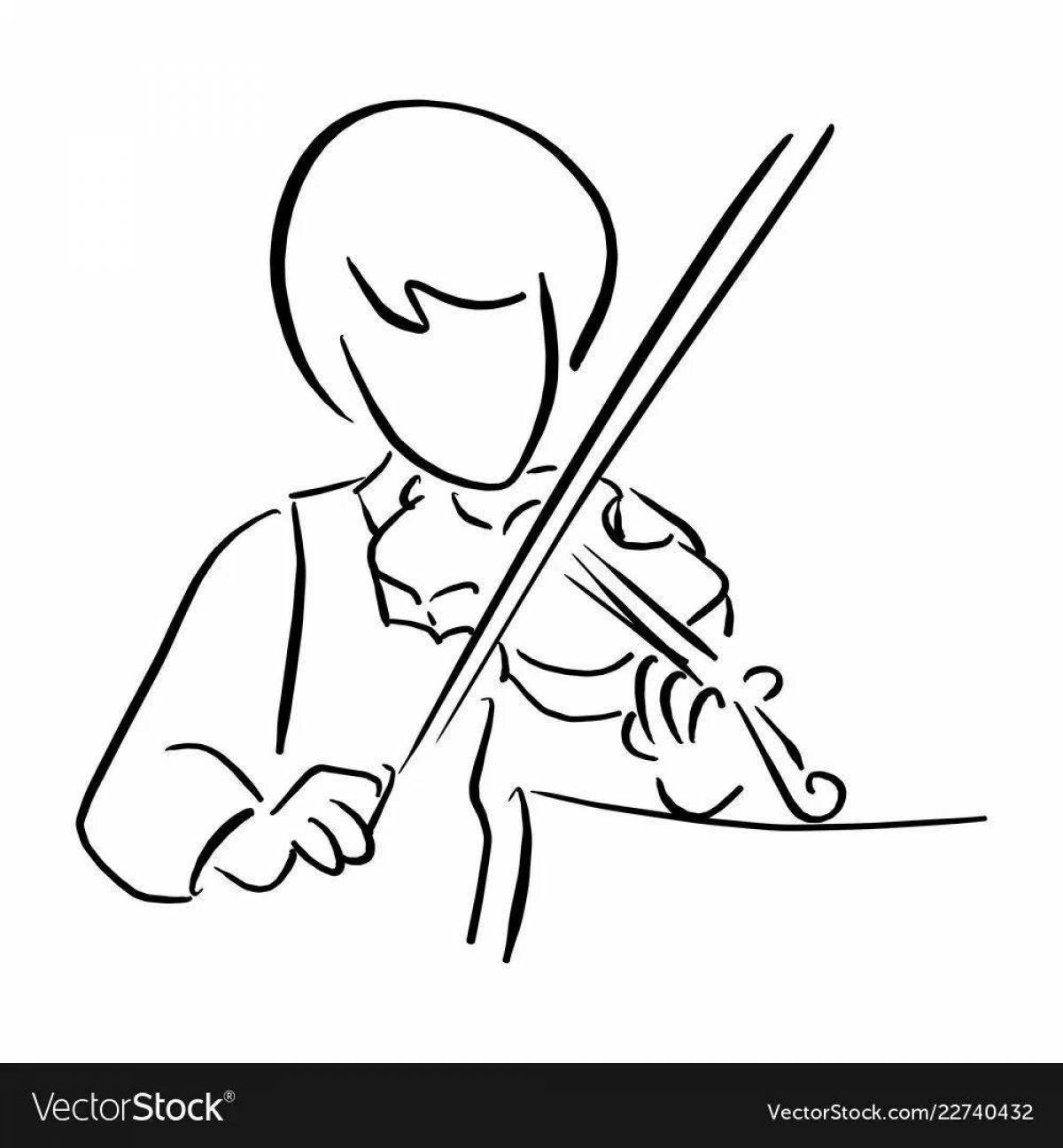 Sparkling coloring boy with violin
