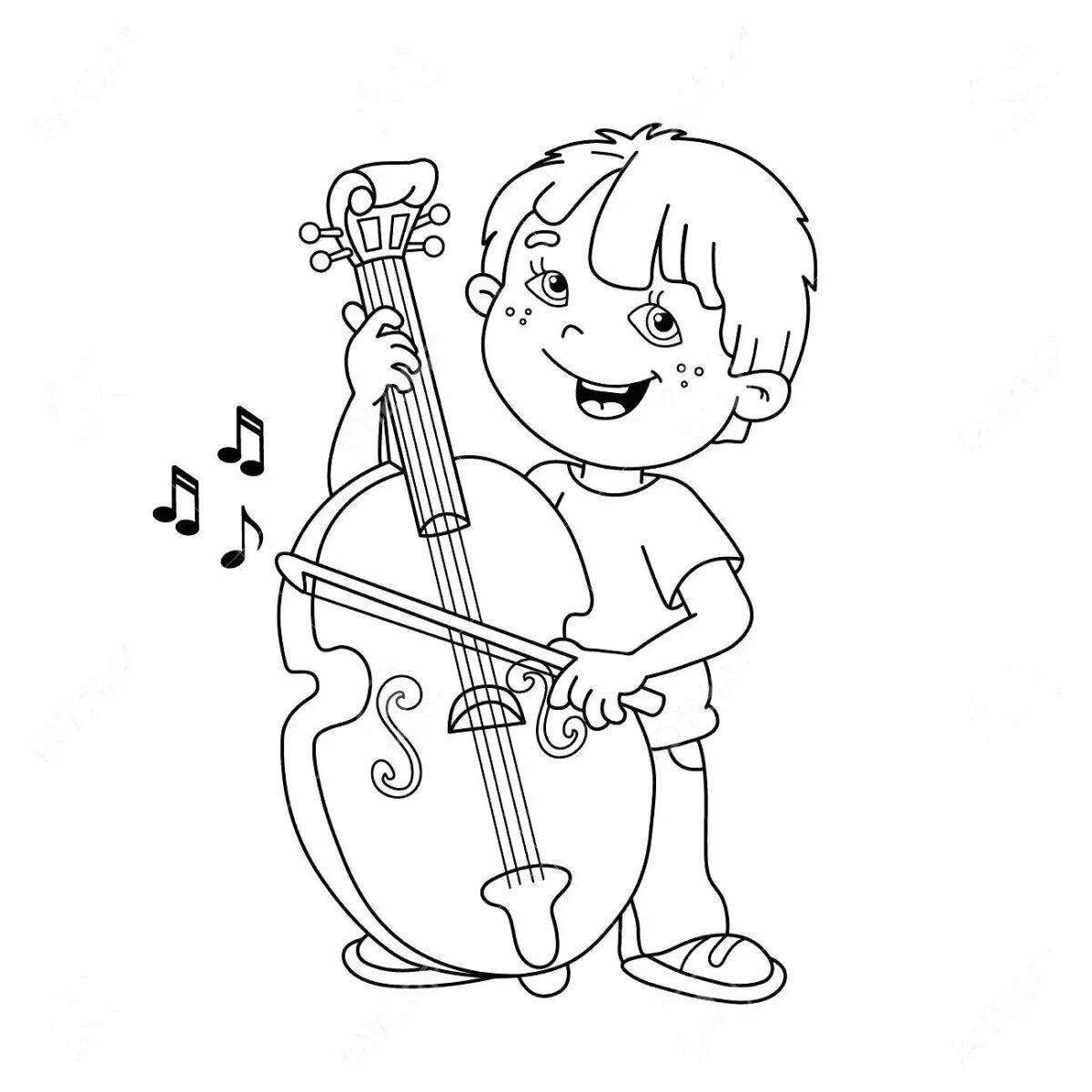 Flickering coloring boy with violin