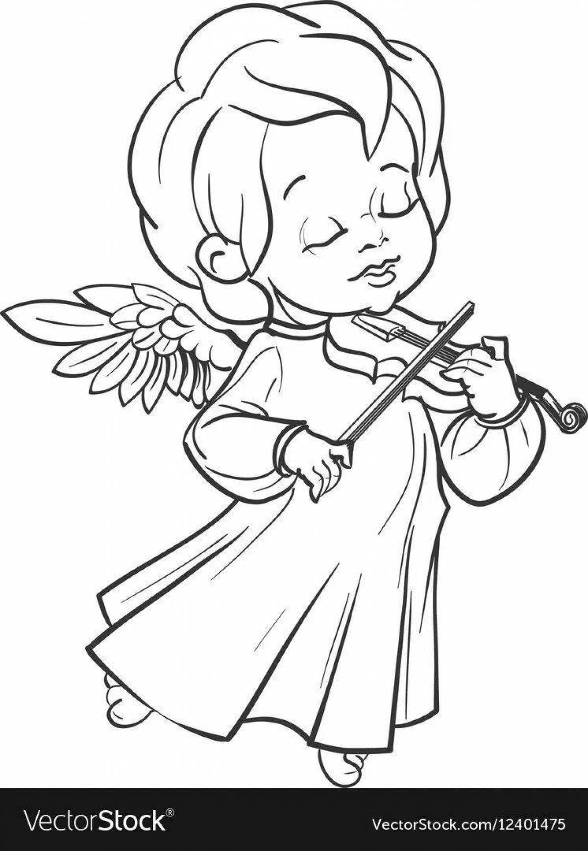 Beautiful coloring boy with a violin