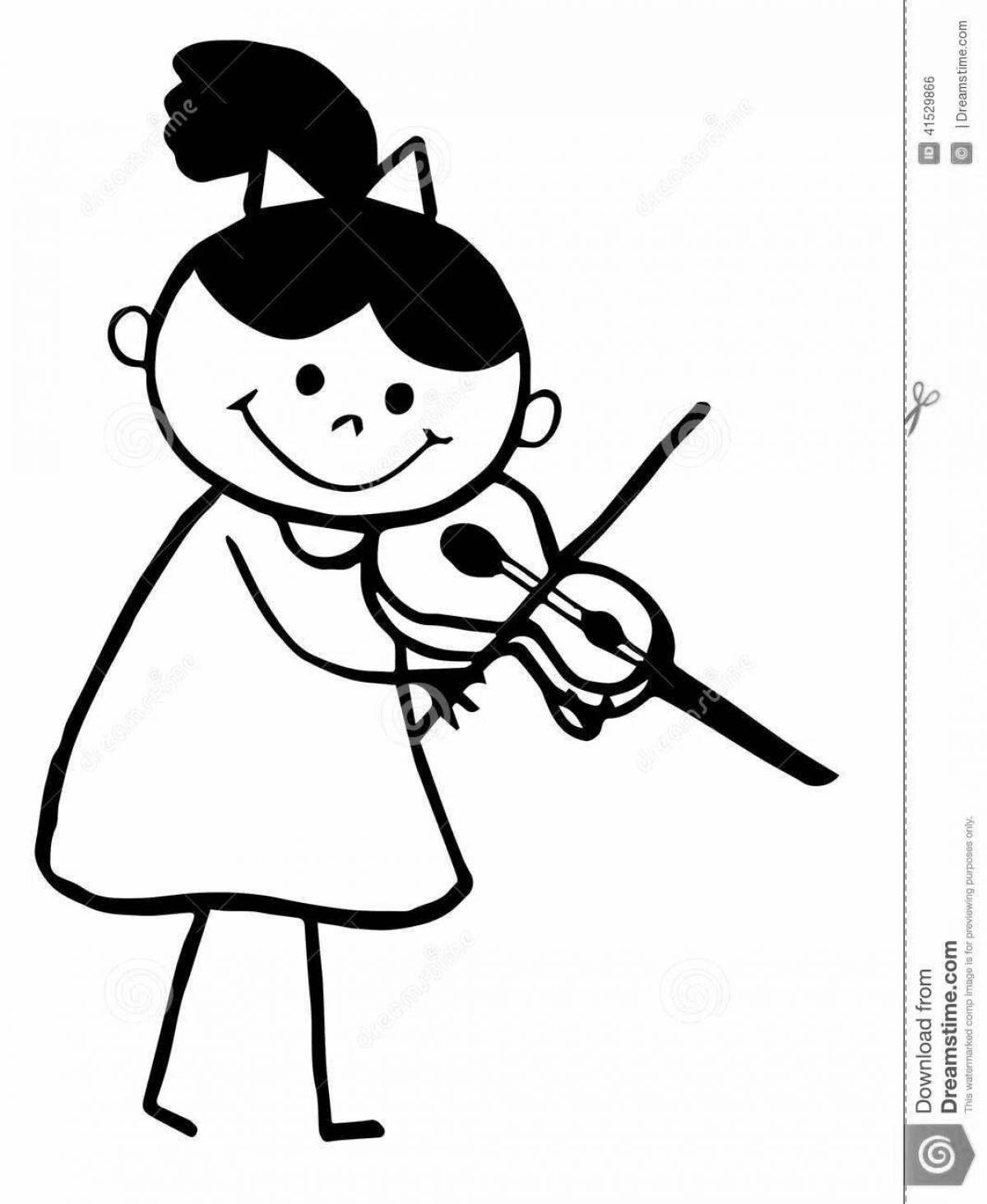 Delightful coloring boy with a violin