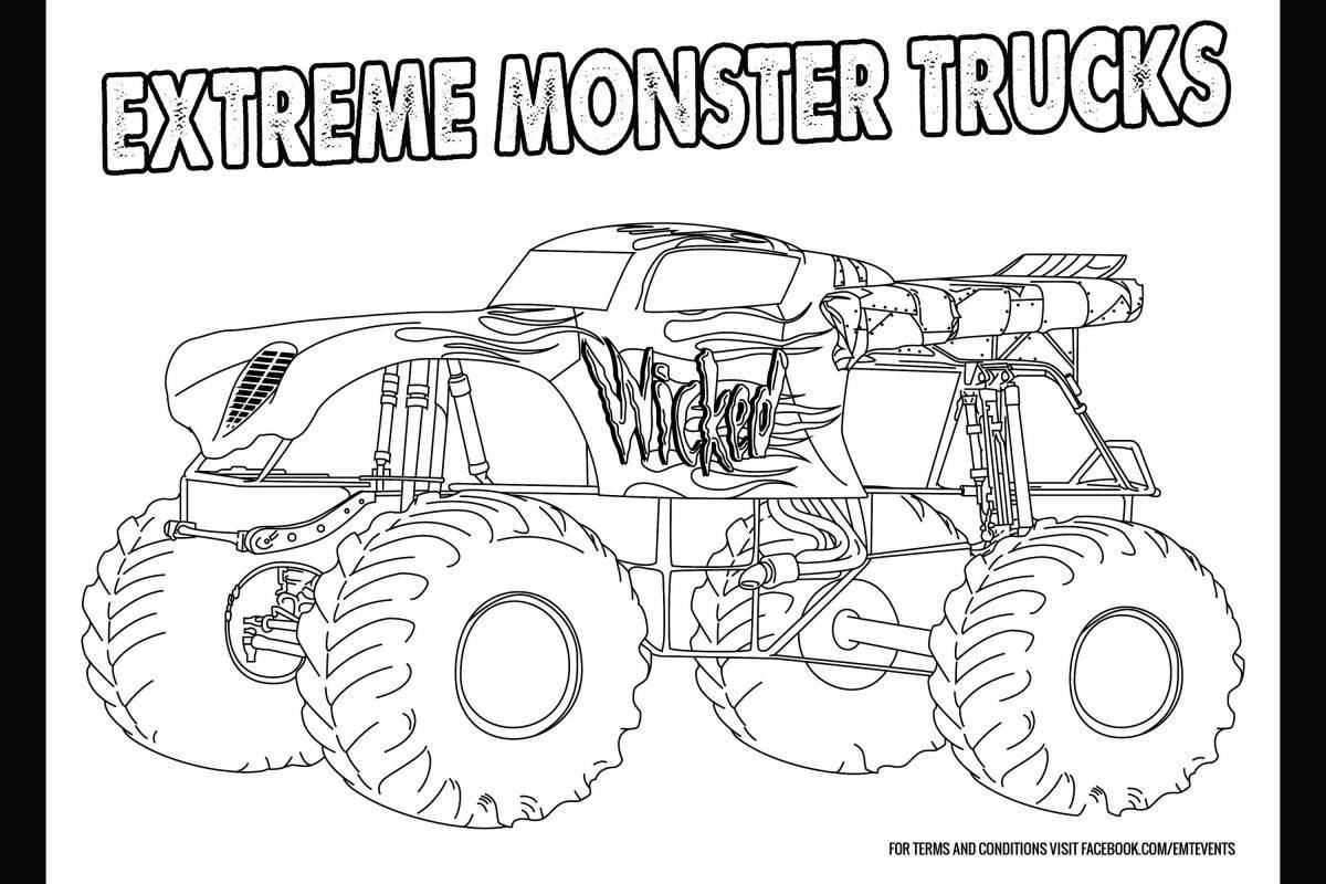 Spooky monster truck dinosaur coloring book