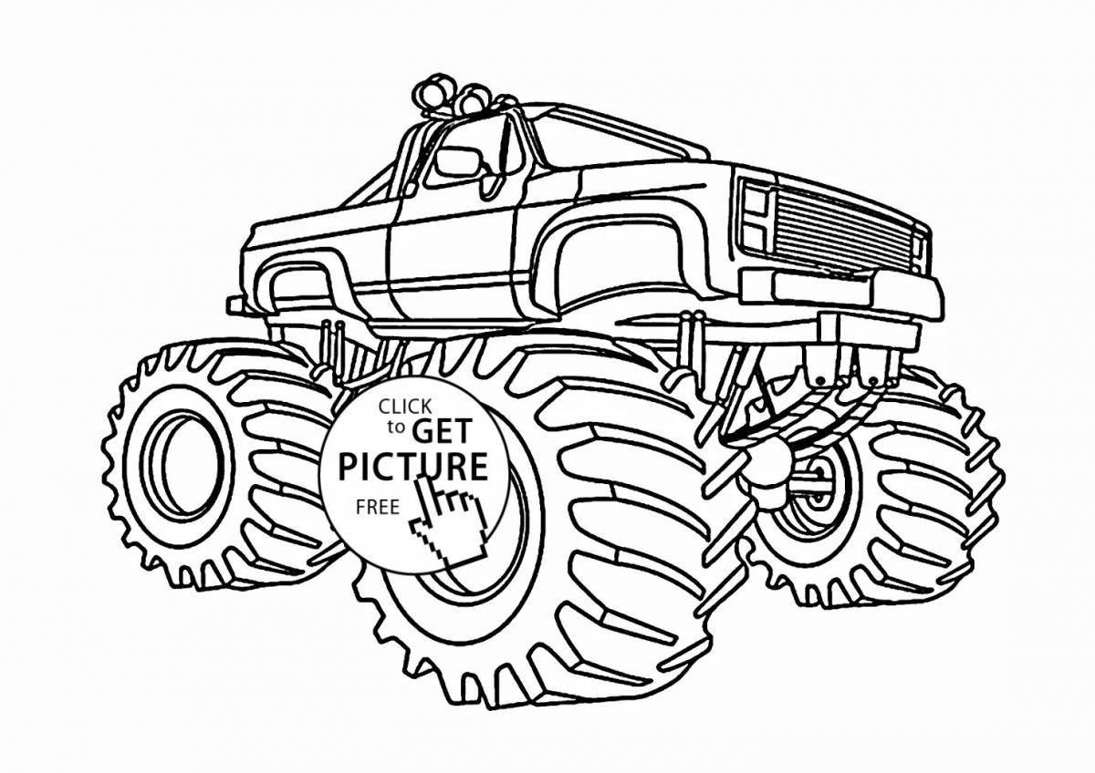 Grand coloring page monster truck dinosaur