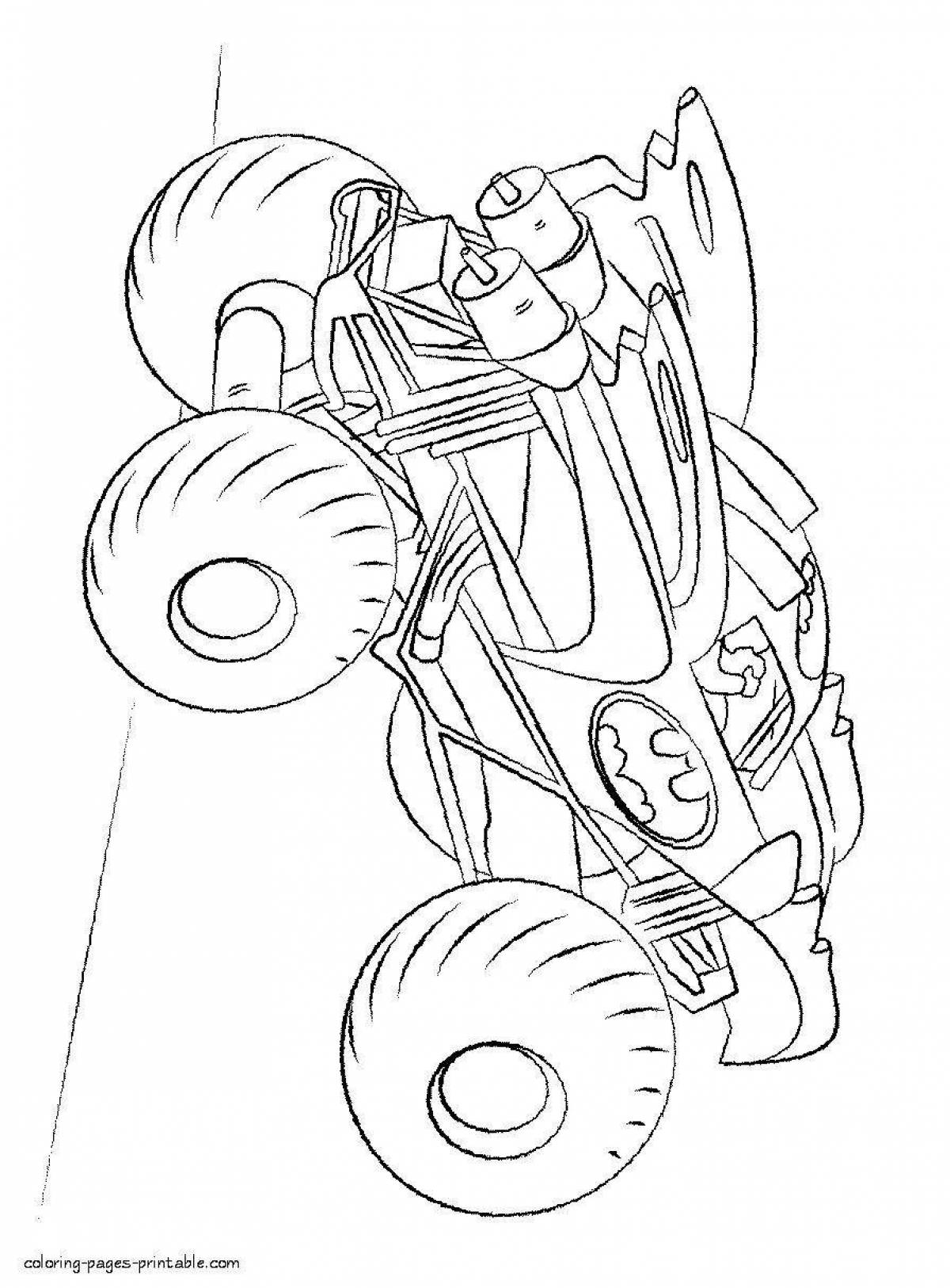 Radiant coloring page monster truck dinosaur