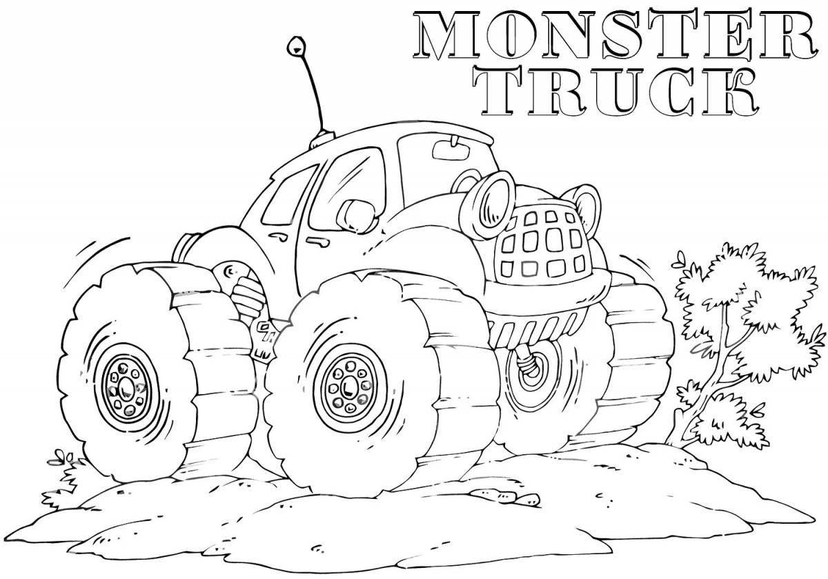 Attractive coloring monster truck dinosaur