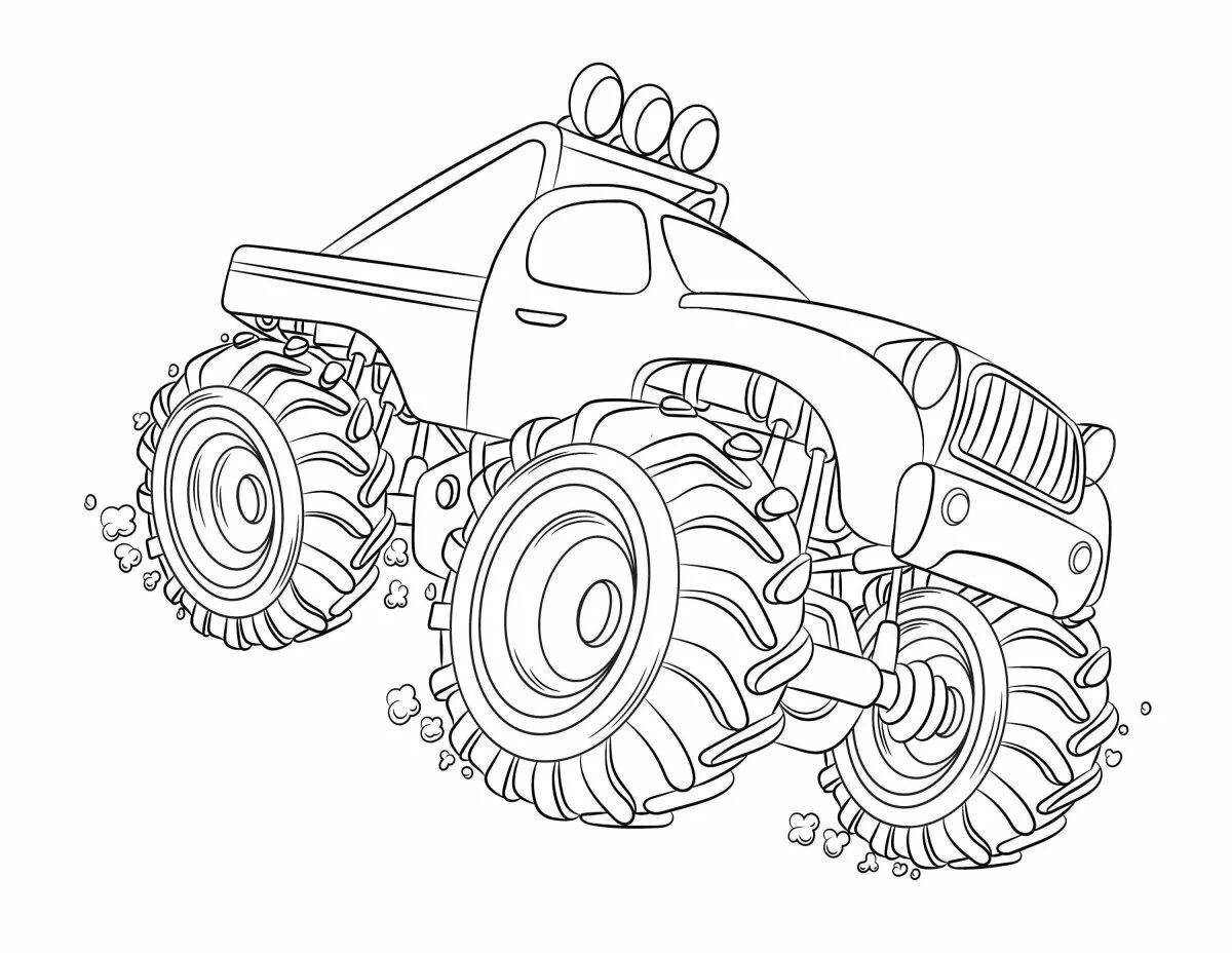 Epic coloring page monster truck dinosaur