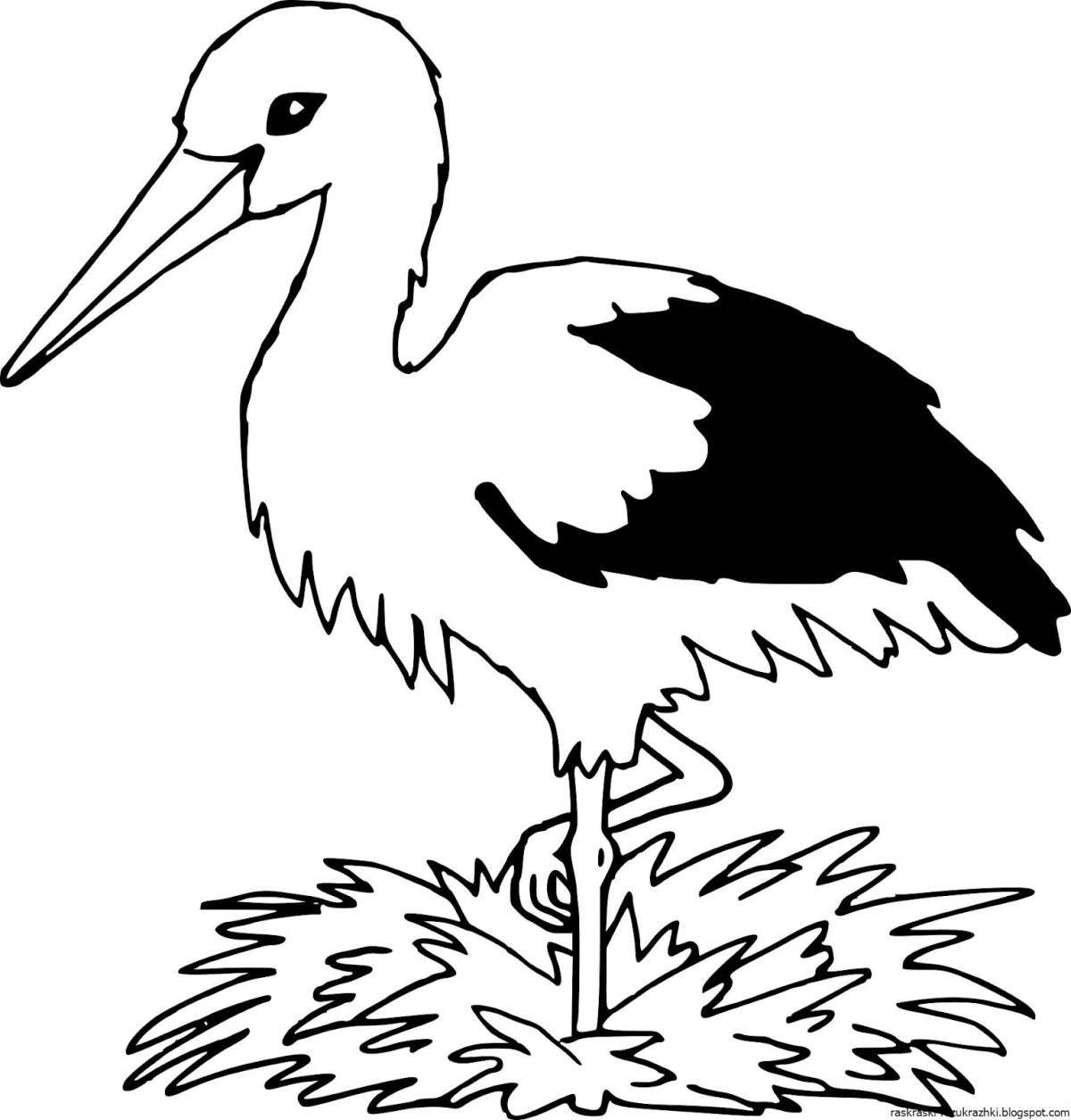Fancy stork with baby coloring book