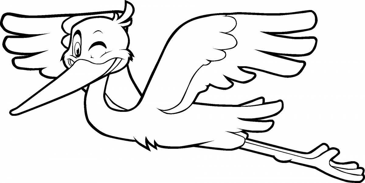 Cute stork with baby coloring pages