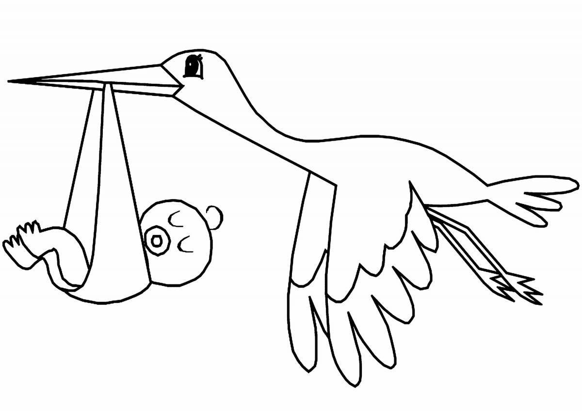 Live stork with baby coloring book