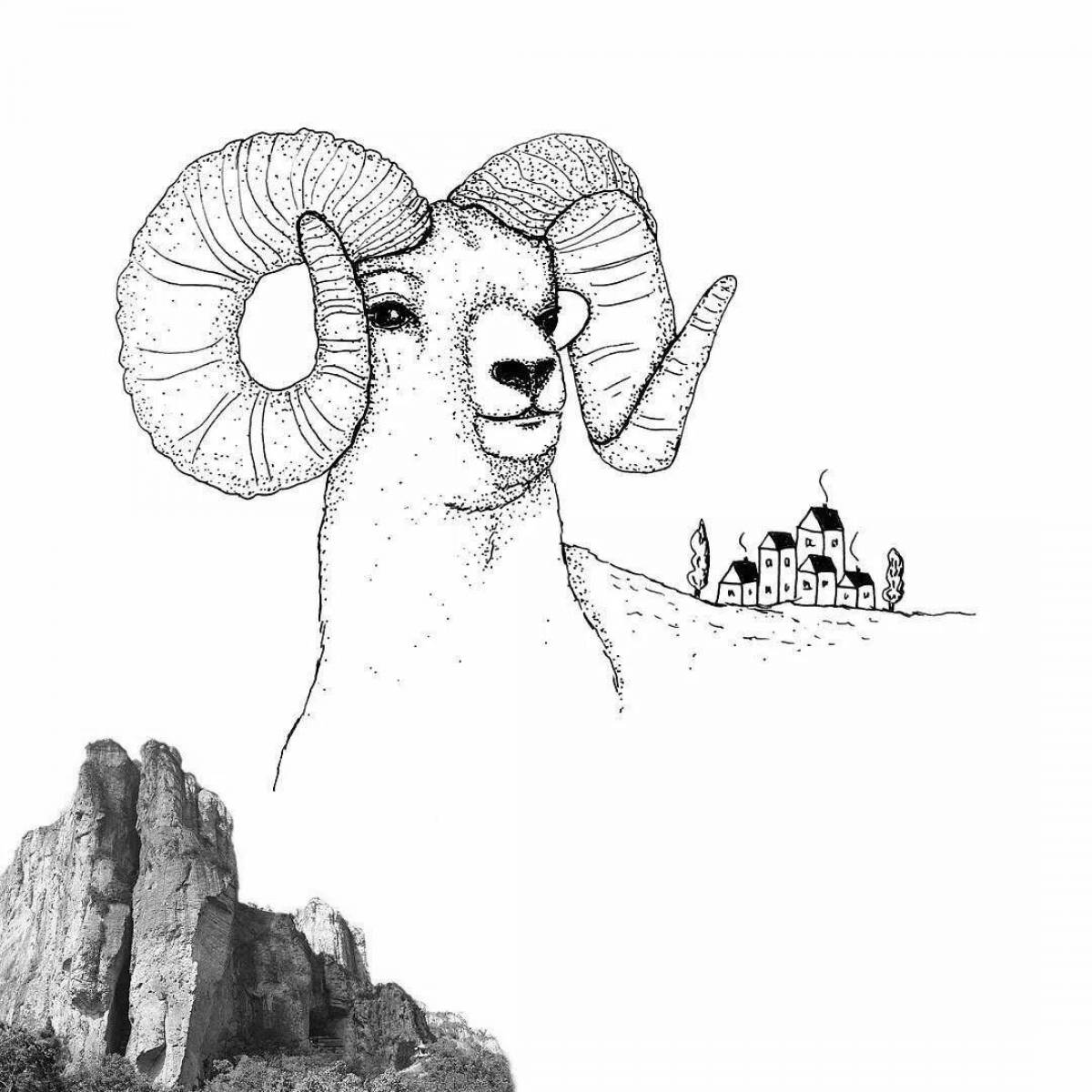 Раскраска яркая алтайская горная овца