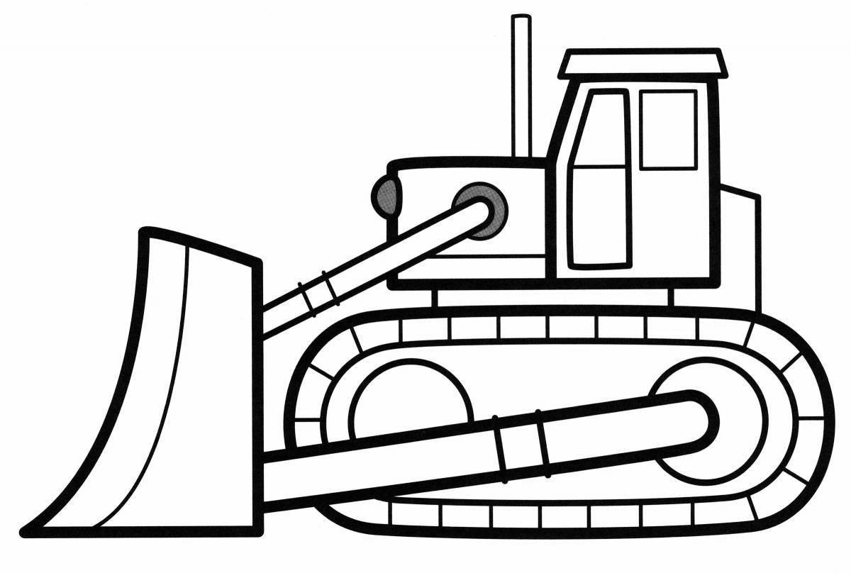 Fun coloring book bulldozer for kids