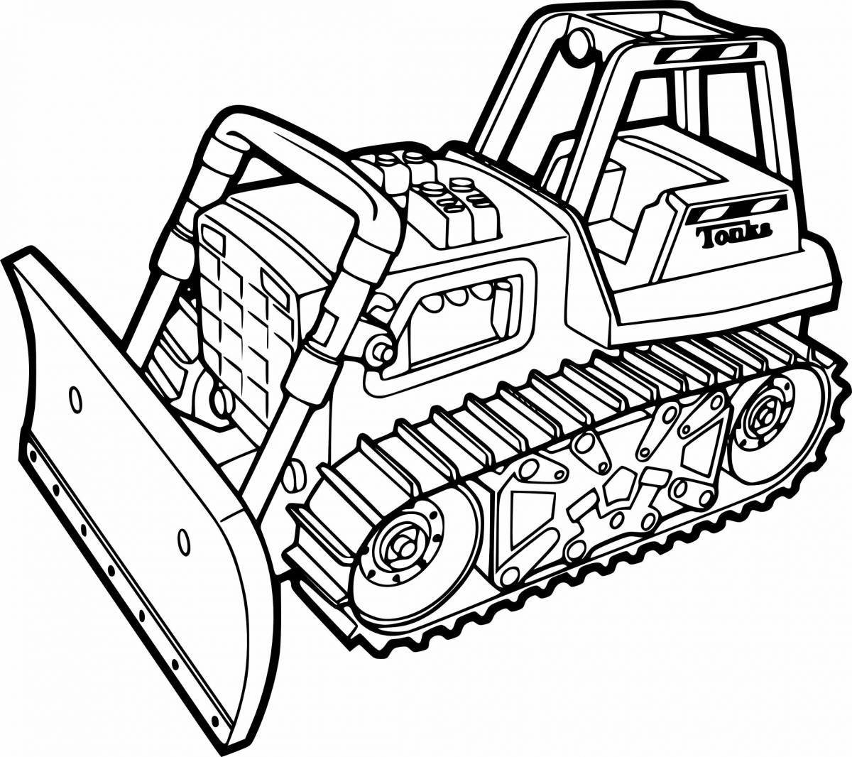 A fun coloring book bulldozer for kids