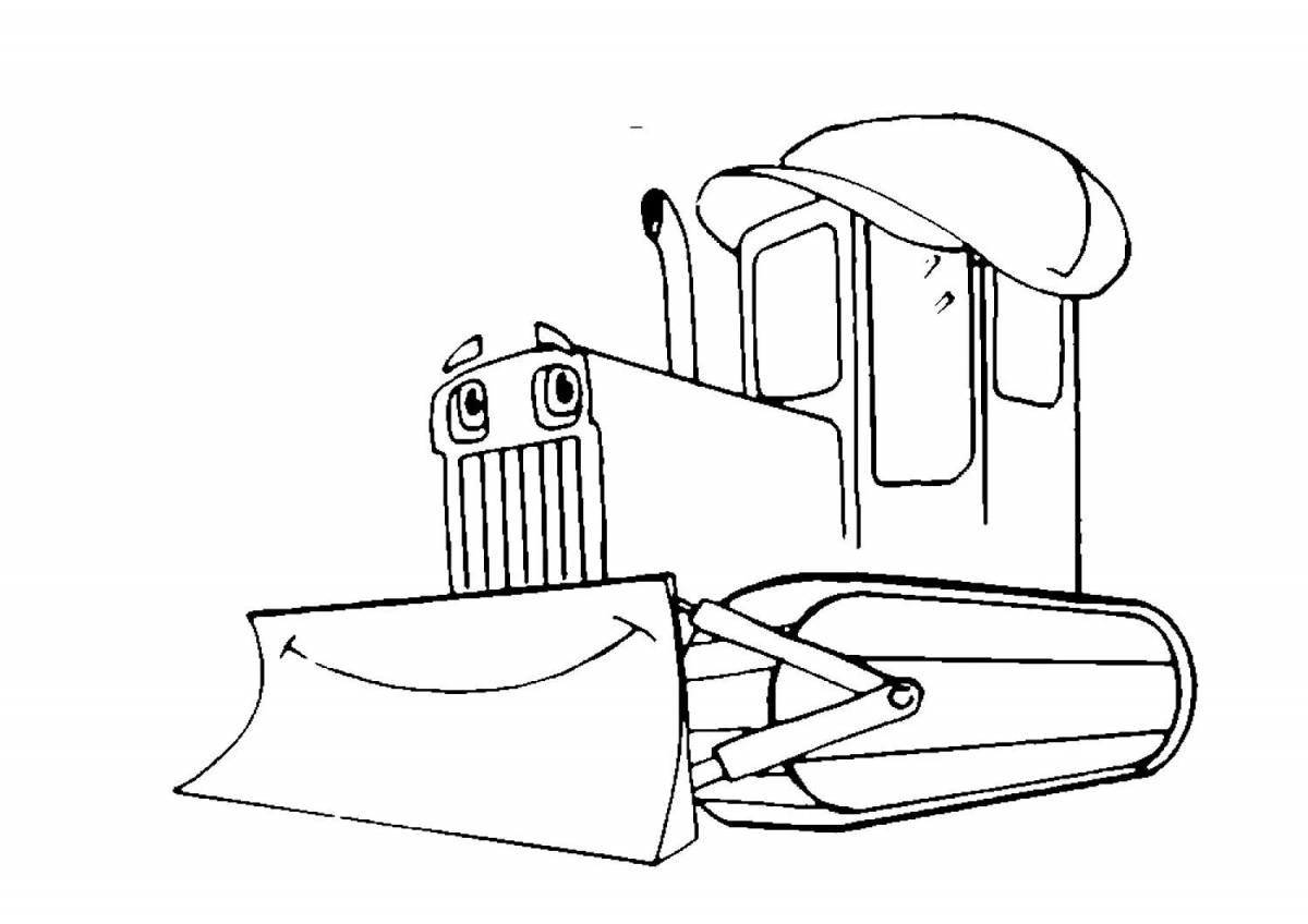 Playful bulldozer coloring page for kids