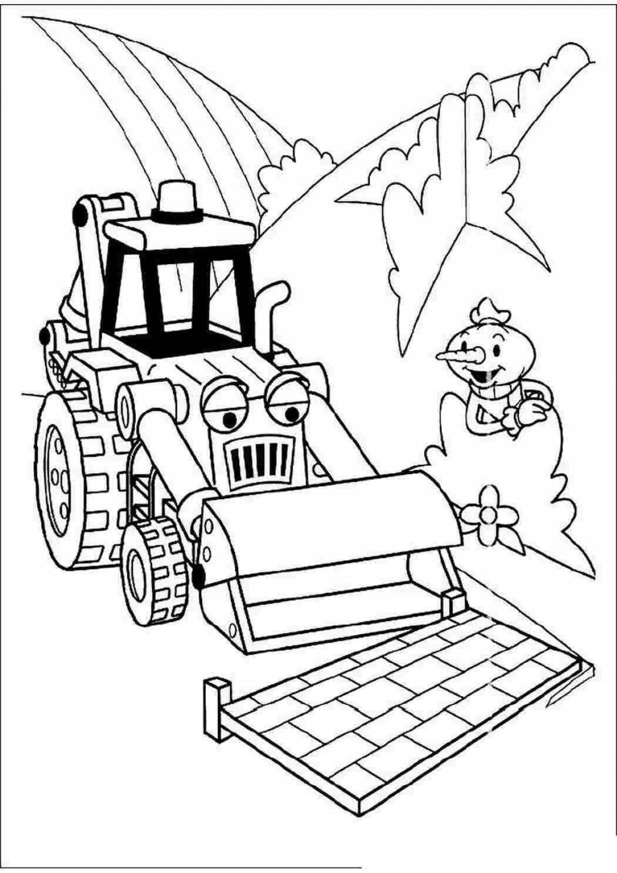 Adorable bulldozer coloring book for kids