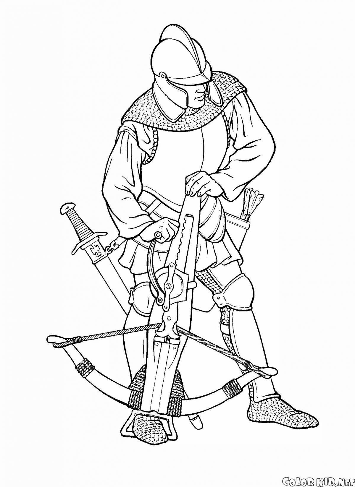 Cute crossbow coloring page for kids