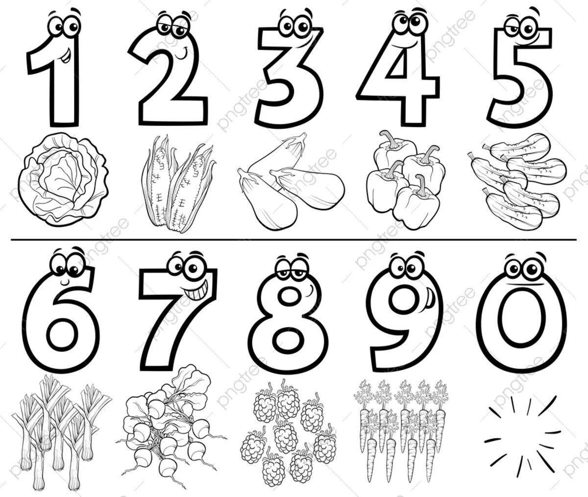Attractive coloring pages with numbers up to 20