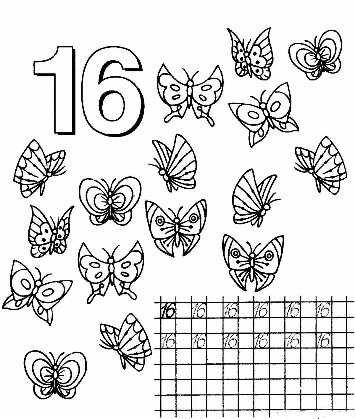 Colourful funny coloring page numbers up to 20