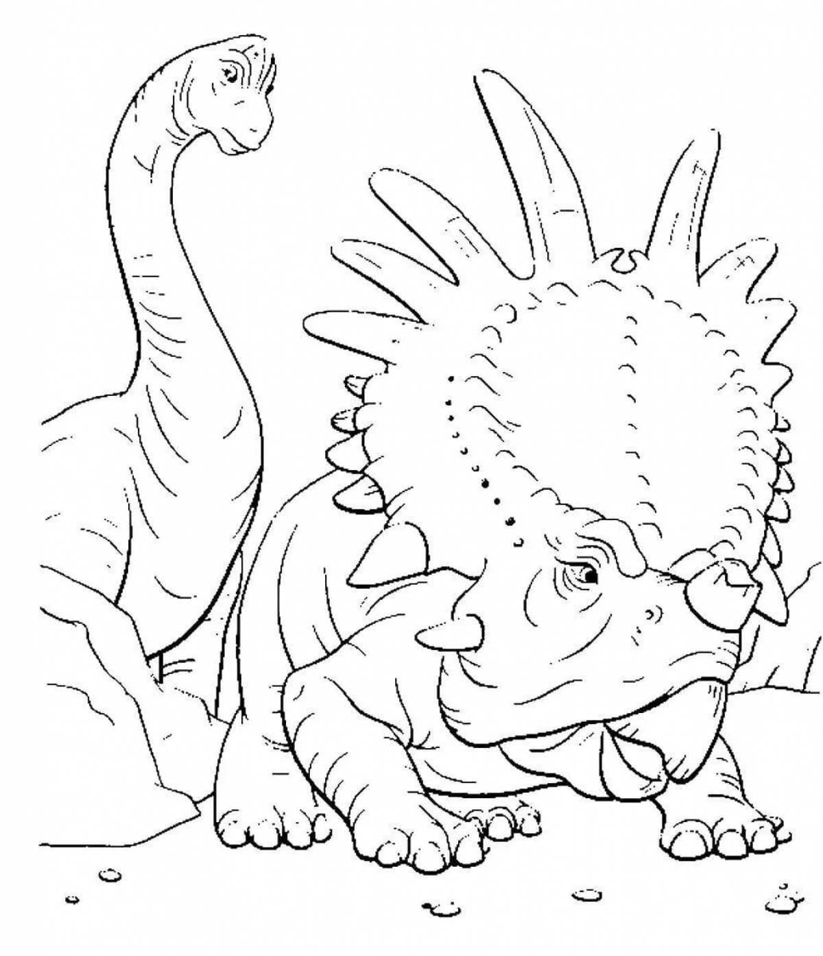 Яркая страница раскраски динозавров юрского периода