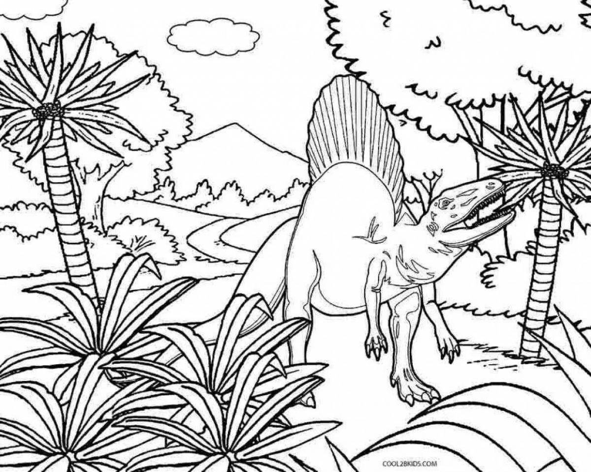 Coloring page dazzling jurassic dinosaur