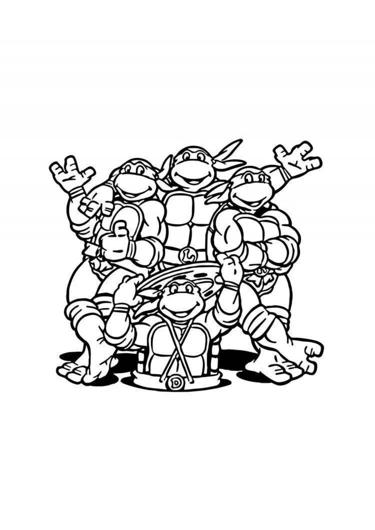 Coloring book bright ninja turtle