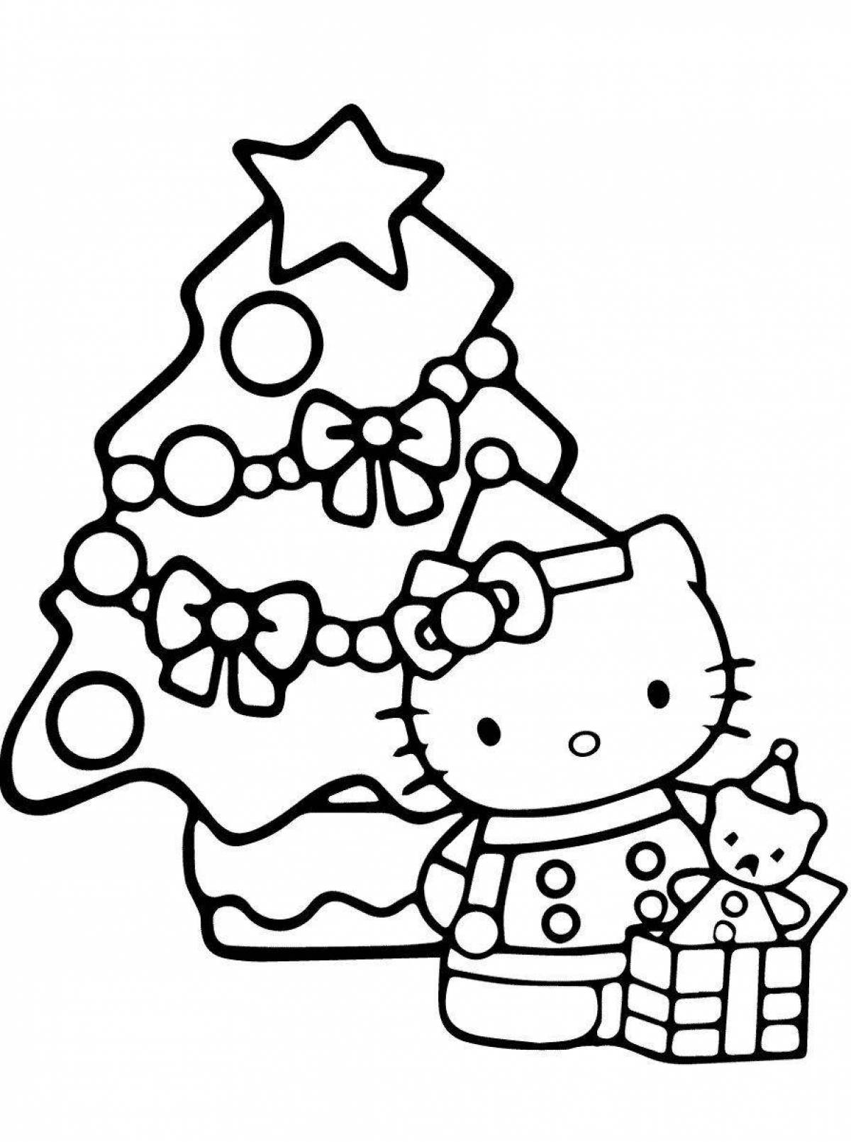 Animated christmas coloring kitty