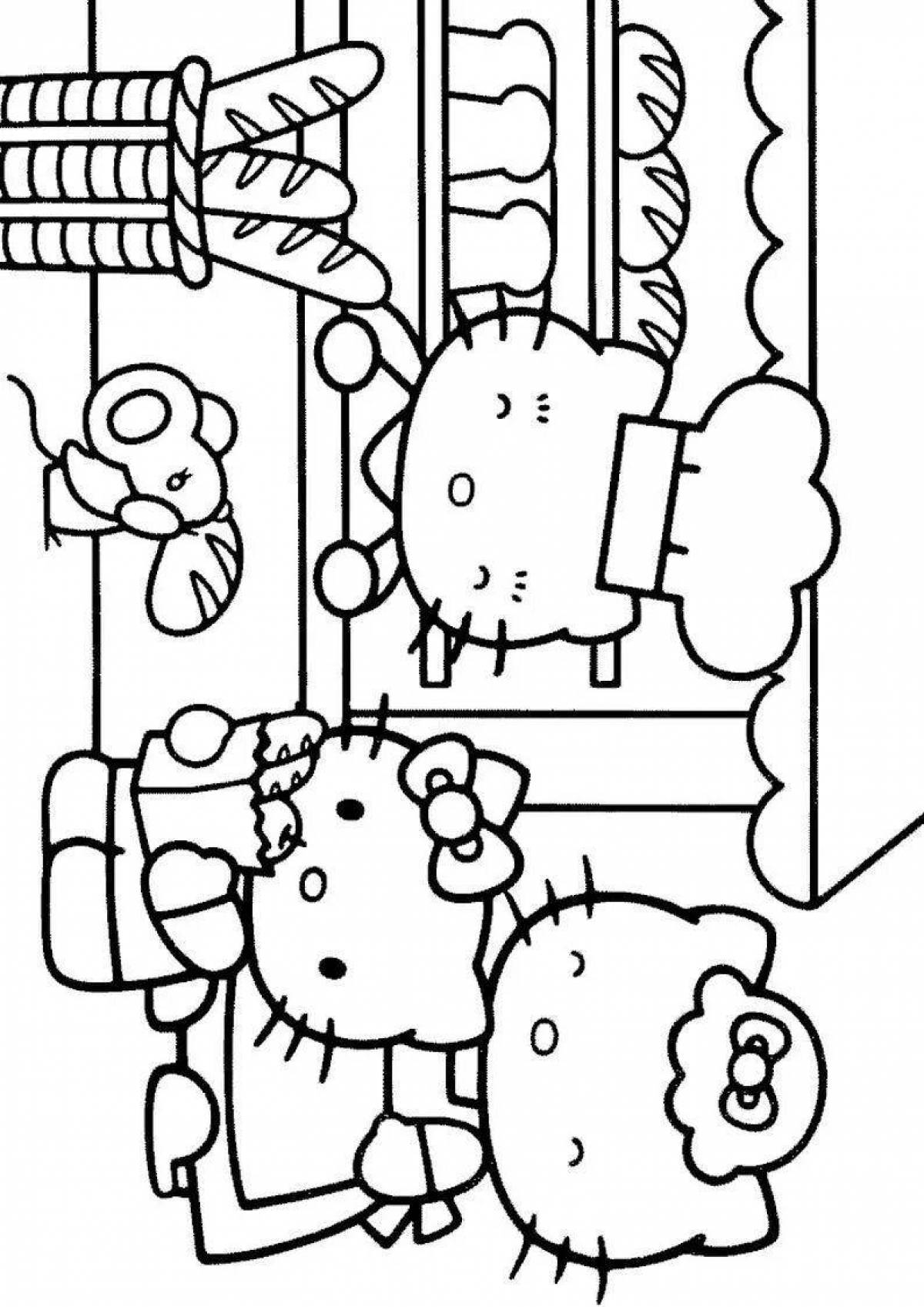 Coloring book jubilant kitty new year