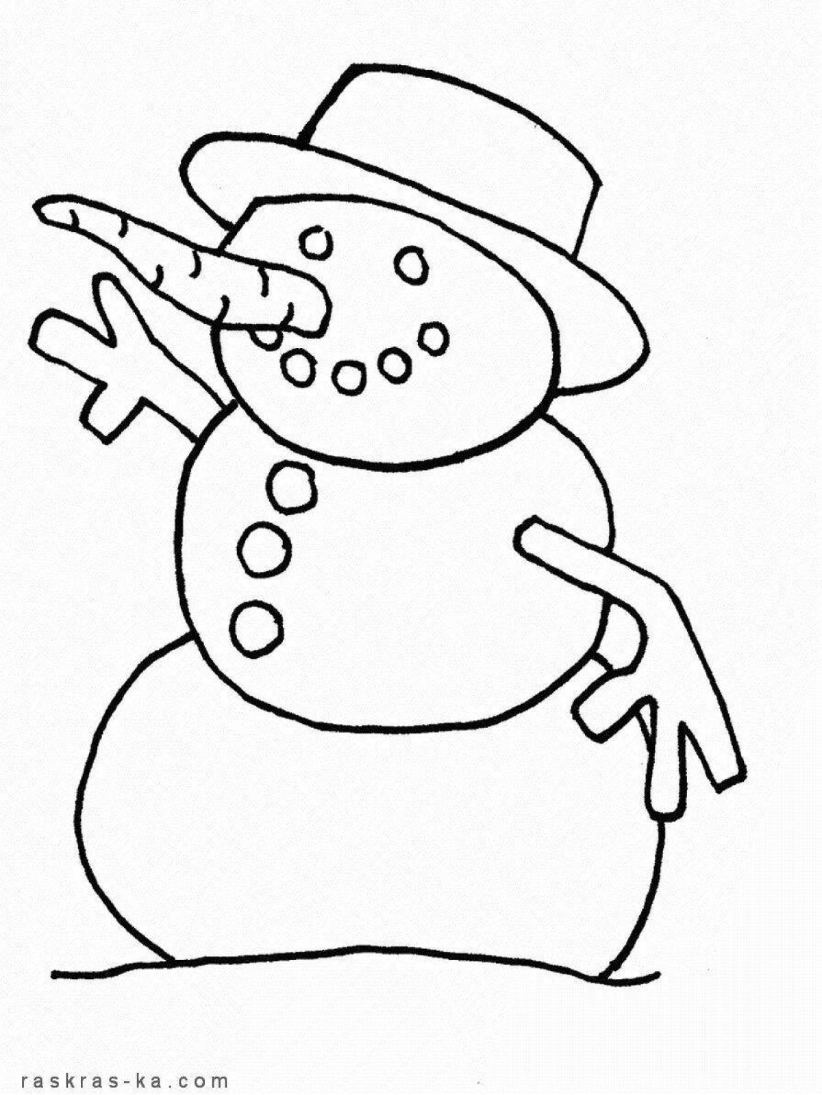 Очаровательная раскраска снеговик в шапке