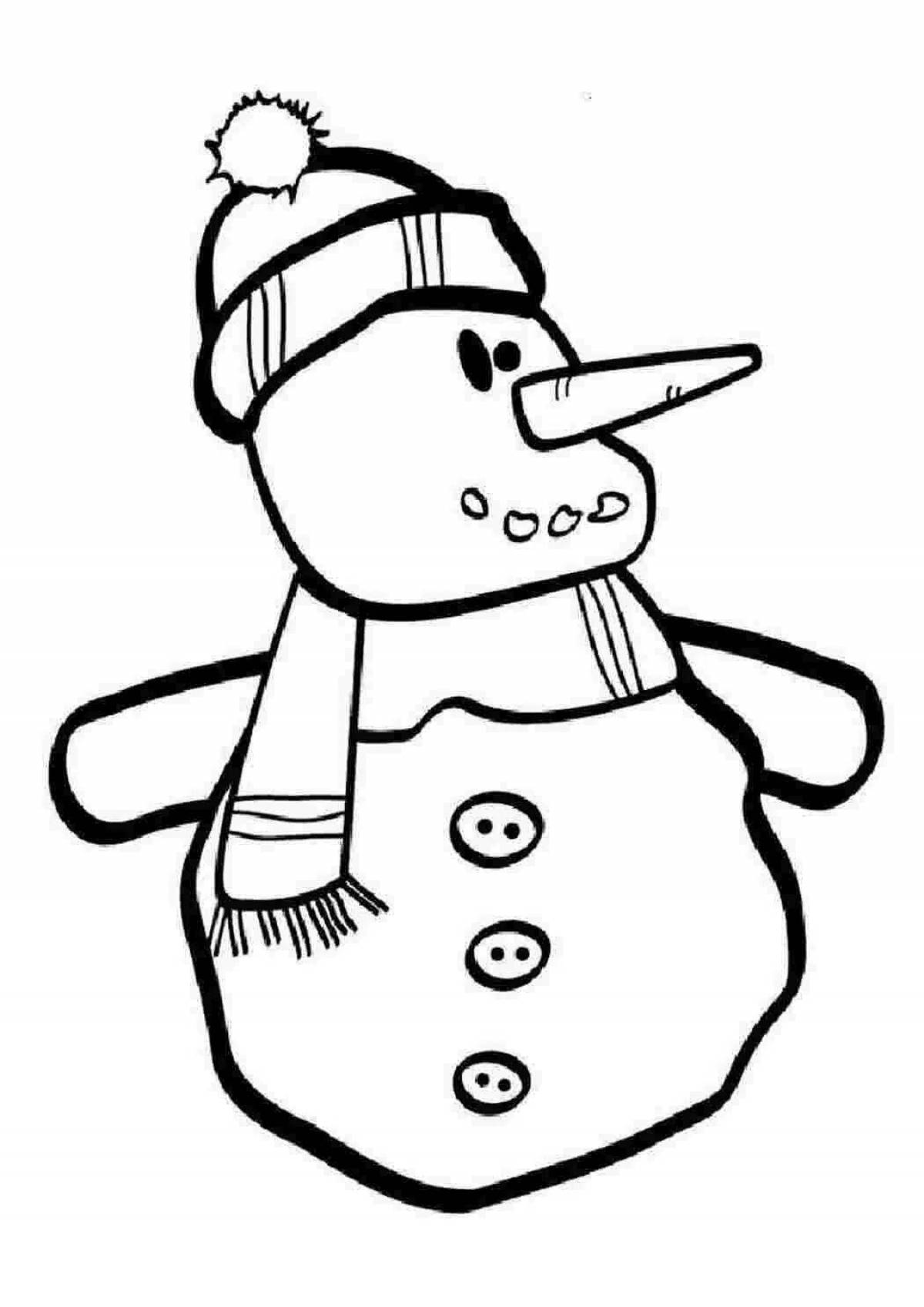 Симпатичная раскраска снеговик в шапке