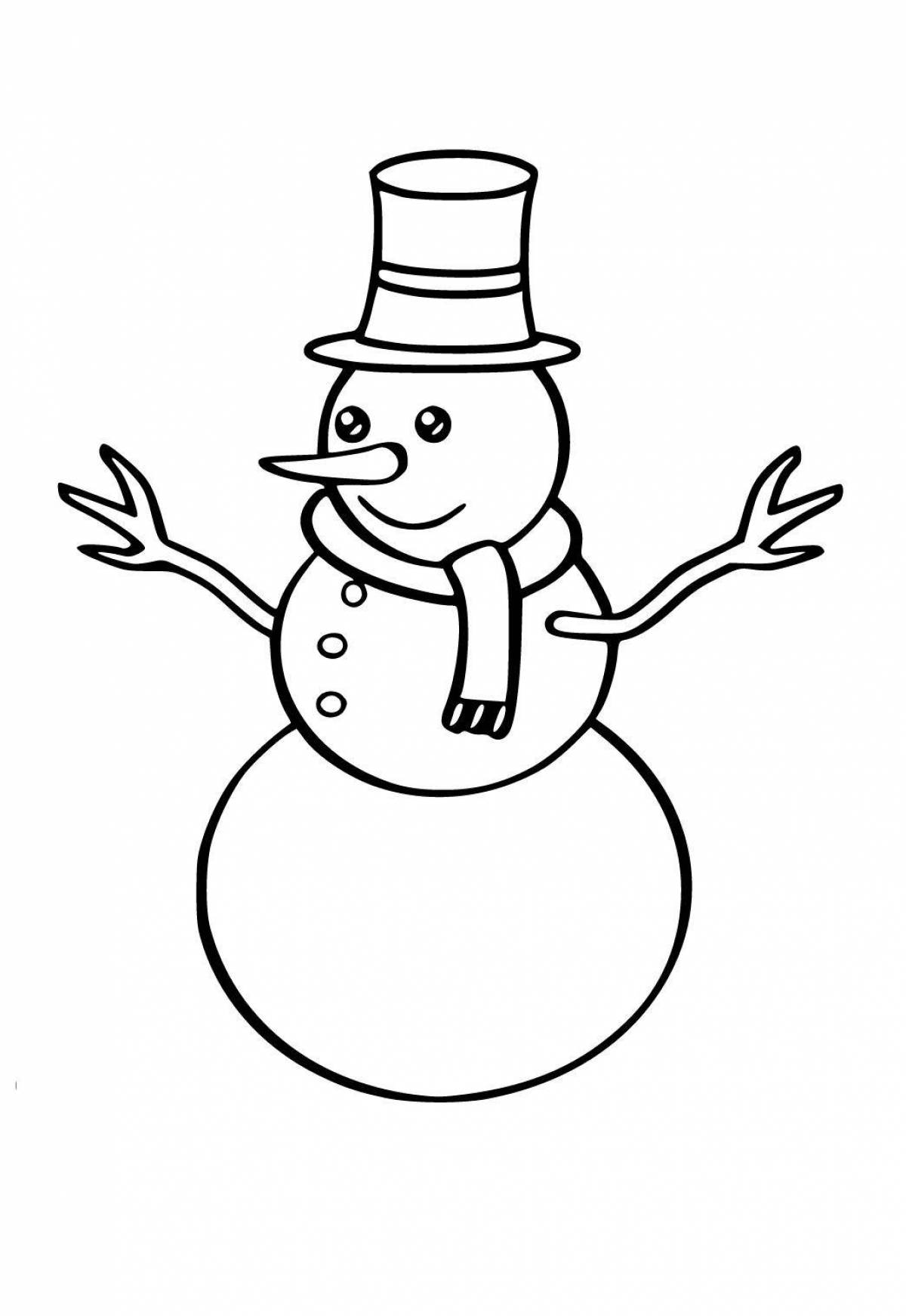 Буйная раскраска снеговик в шапке