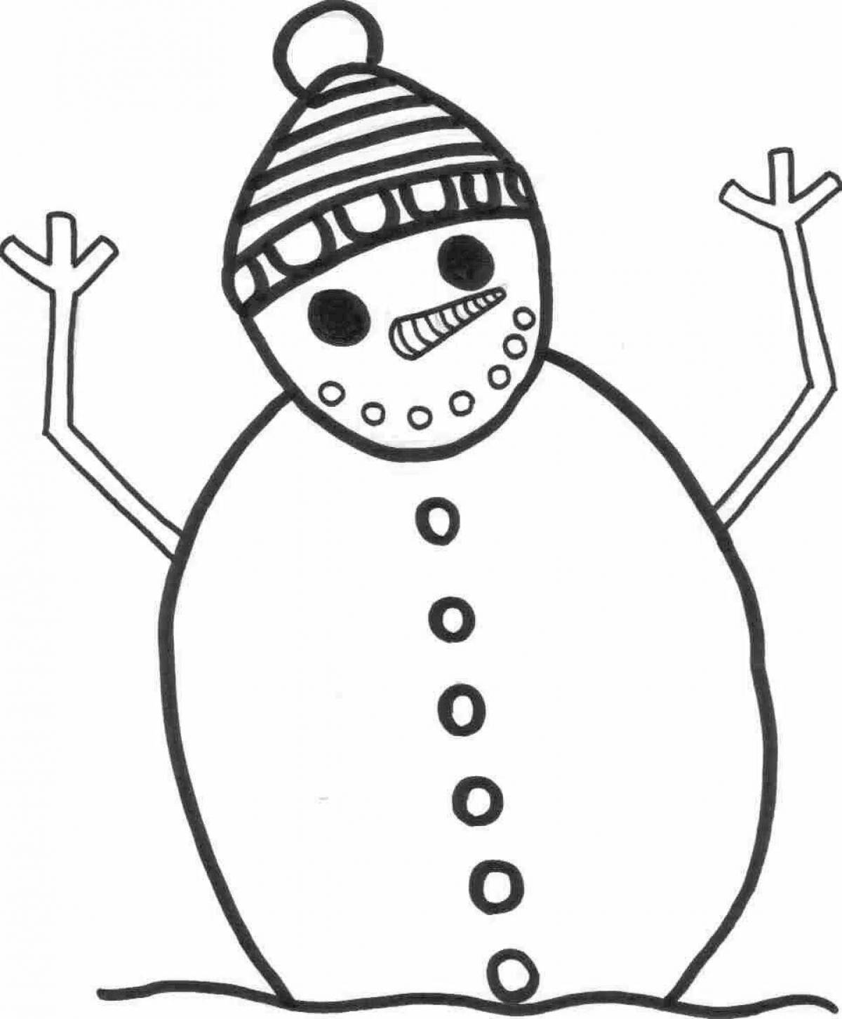 Смелая раскраска снеговик в шапке