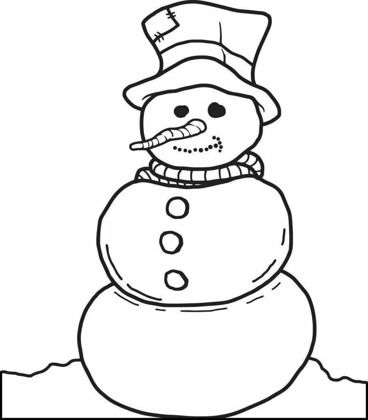 Мерцающая раскраска снеговик в шапке