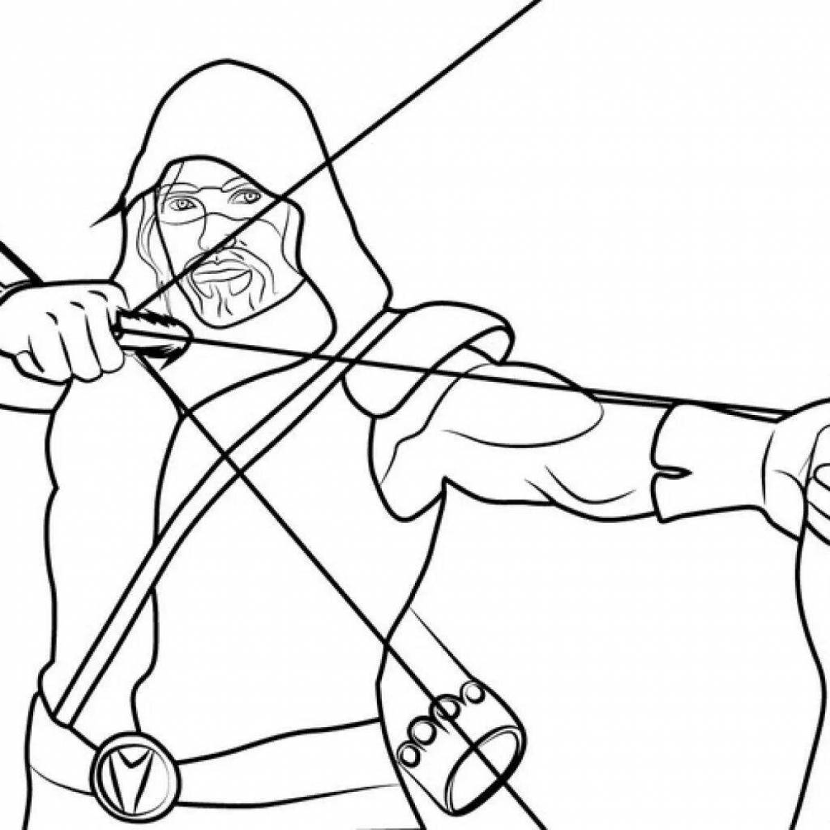 Coloring book shining bow and arrow