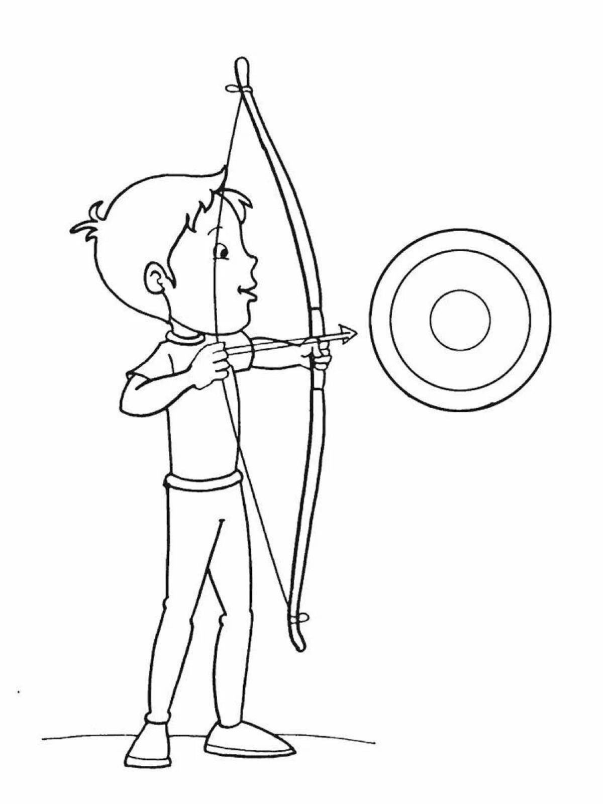 Rampant bow and arrow coloring page