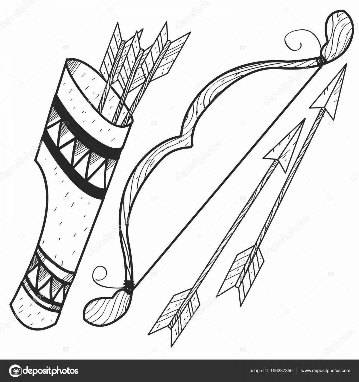 Colorfully made bow and arrow coloring book