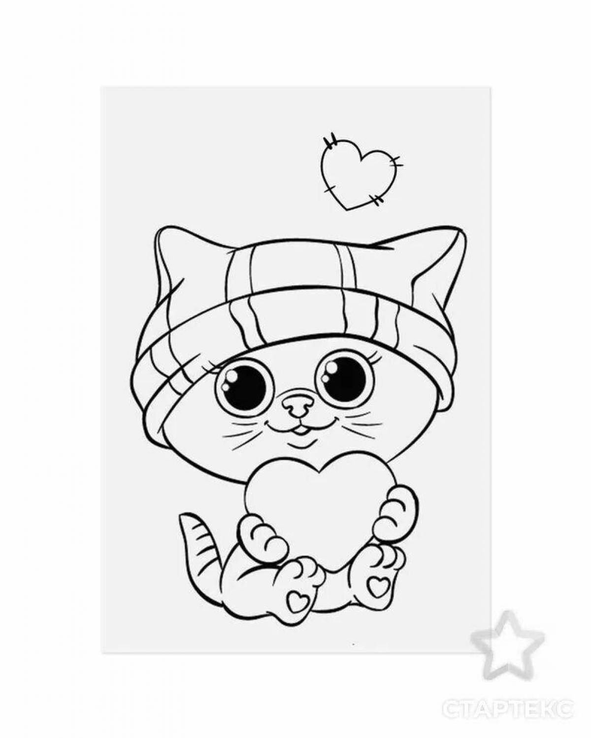 Purring coloring book with the cutest cat