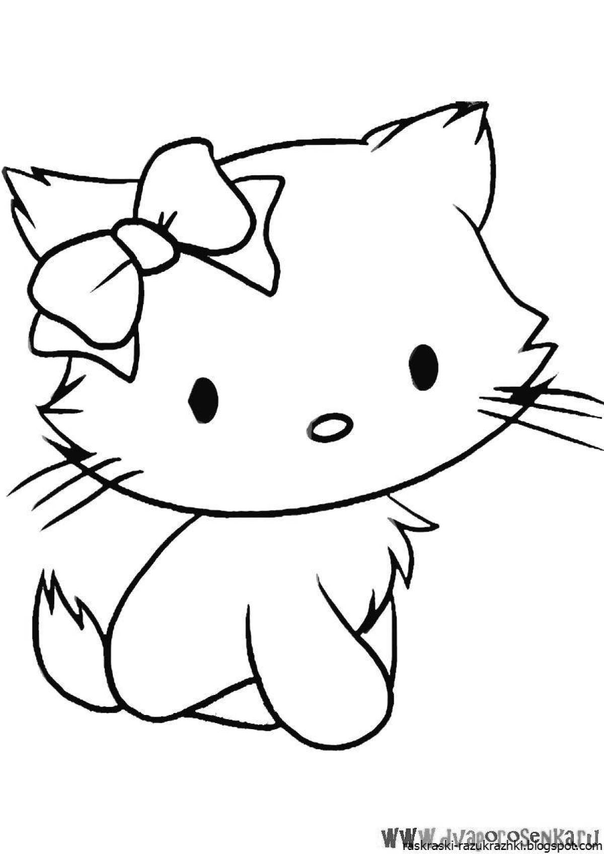 Coloring page with a cute cat with a gentle muzzle