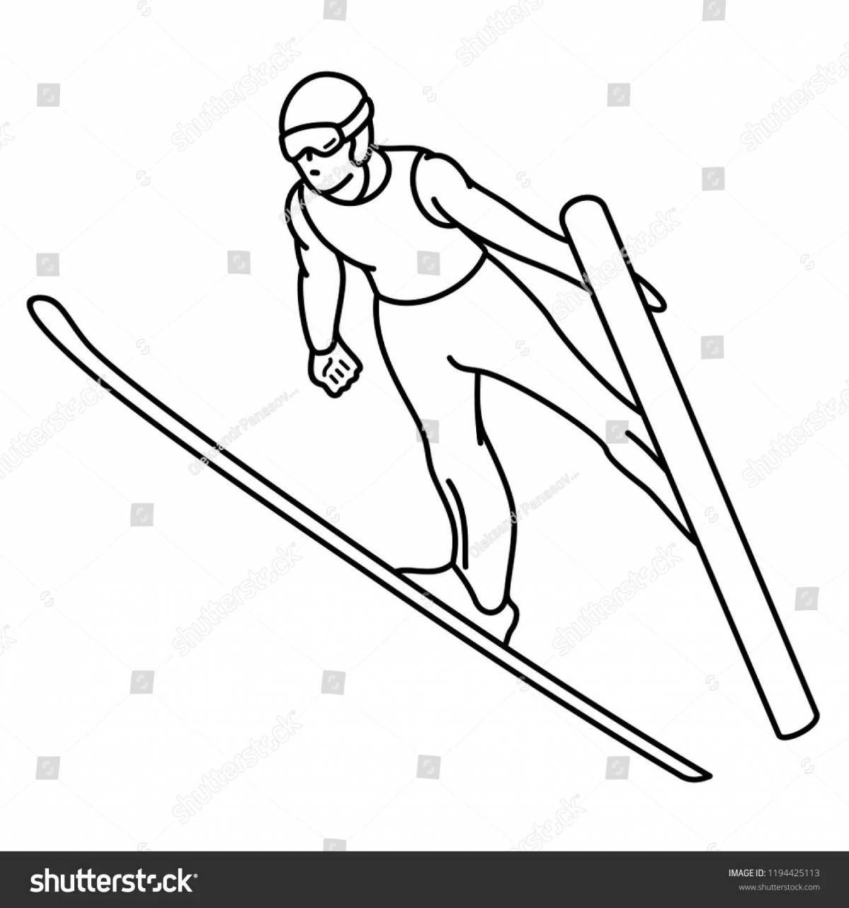 Ski jumping coloring page