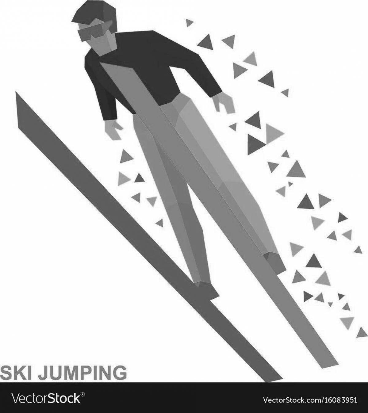 Exciting ski jumping coloring book