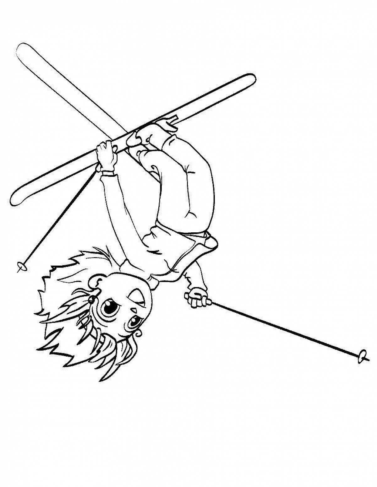 Fearless ski jump coloring page