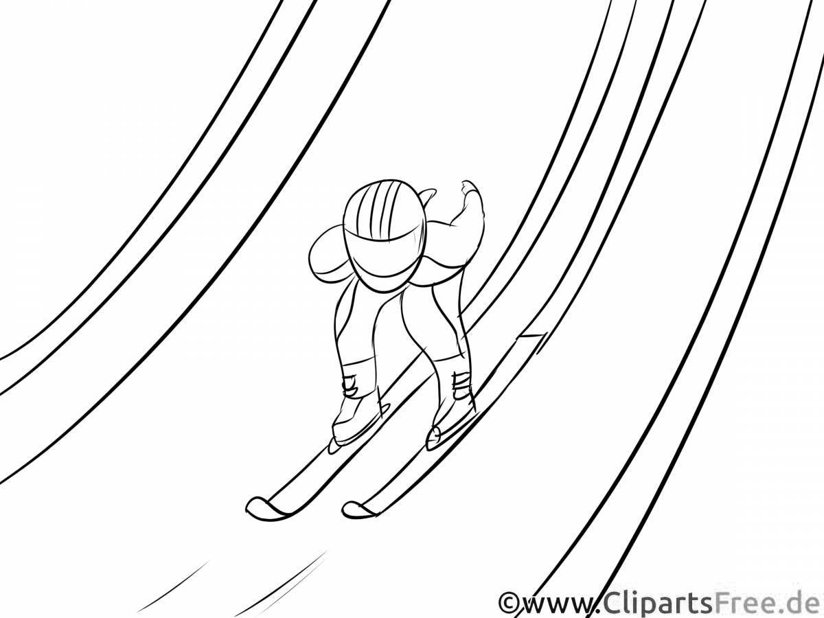 Раскраска яркие прыжки с трамплина