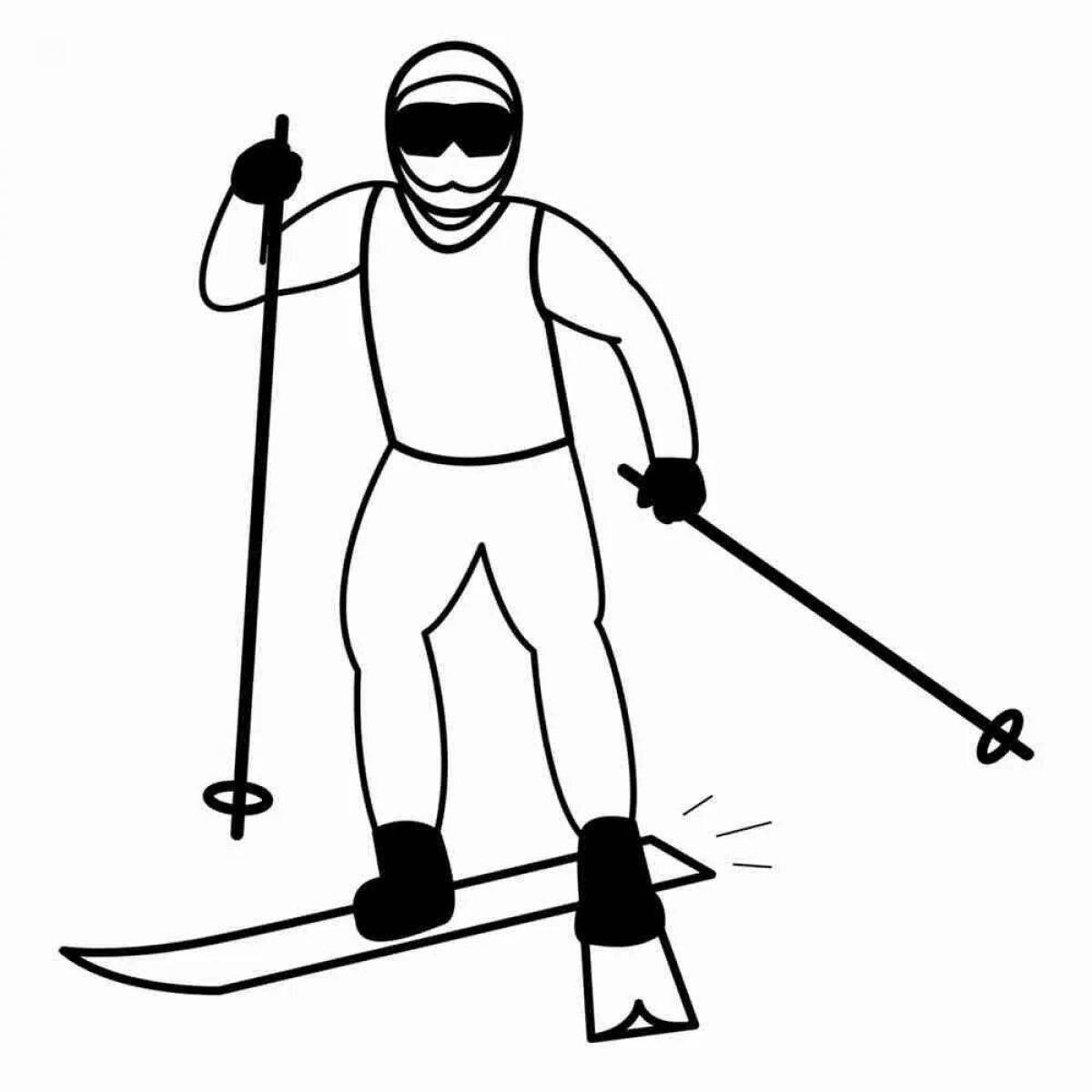 Coloring page fun ski jumping