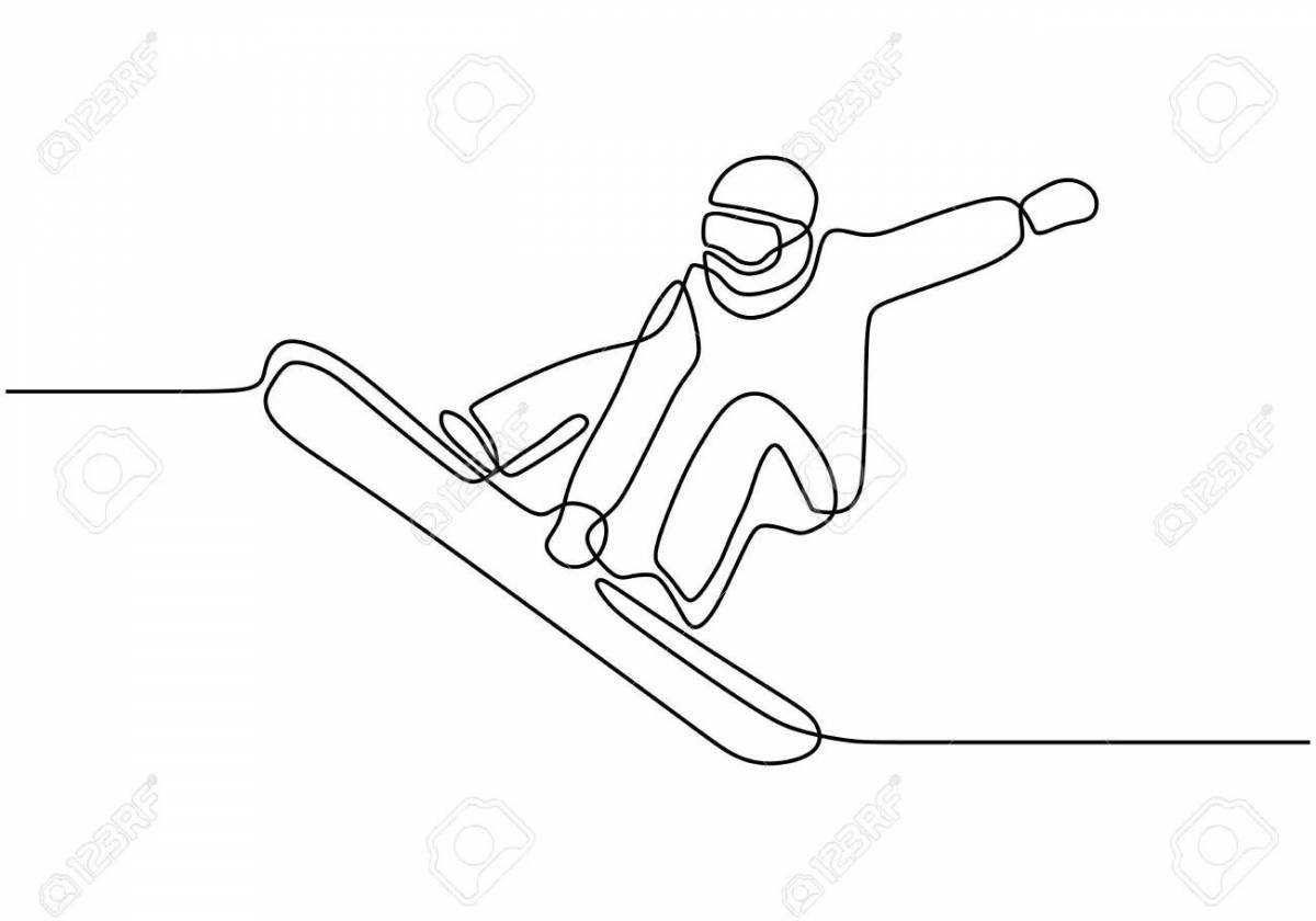 Coloring book witty ski jumping