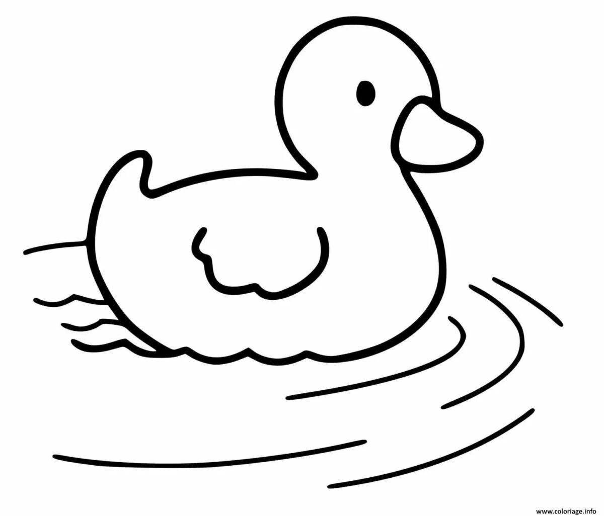 Coloring funny duck and duckling