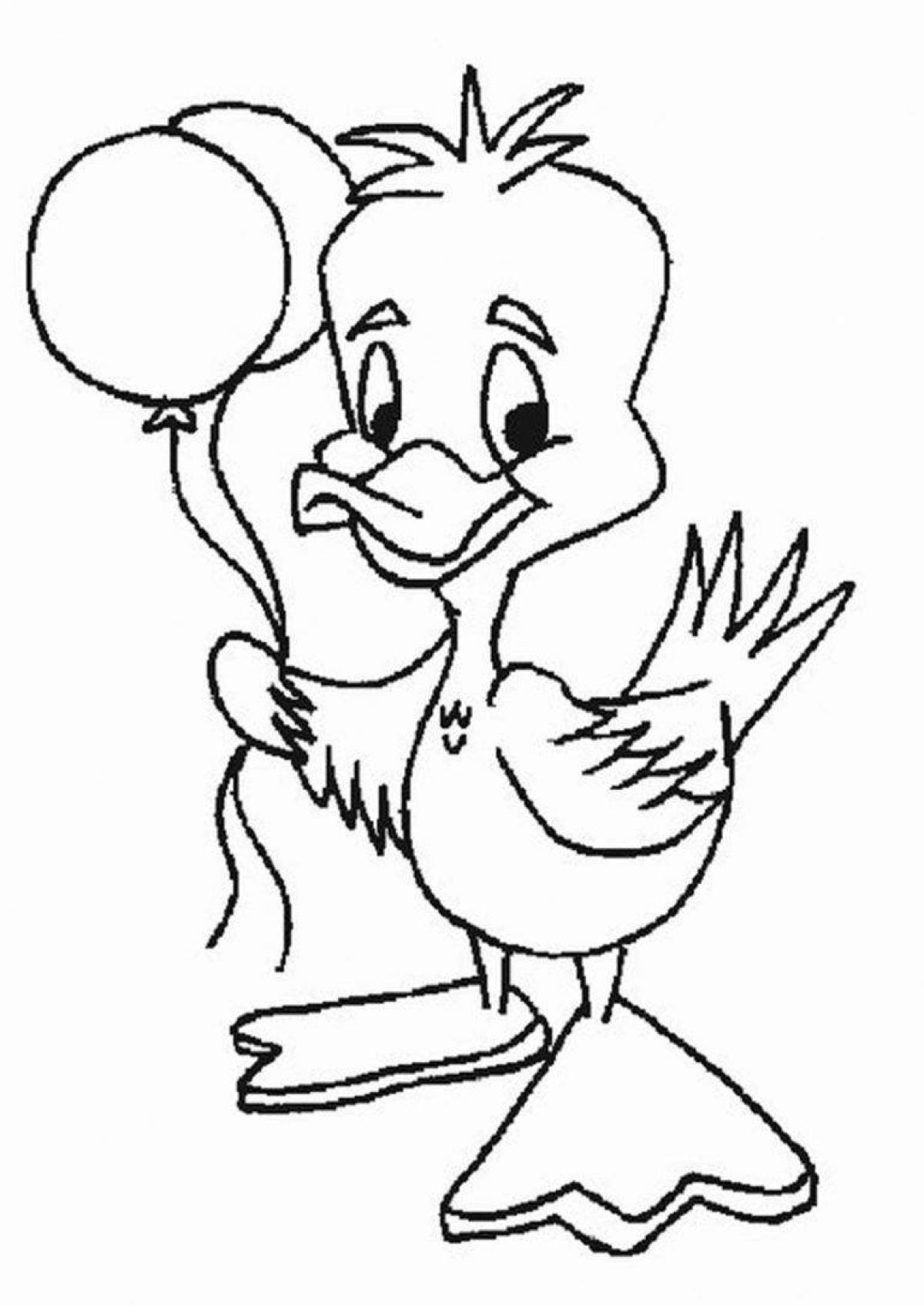 Holiday duck and duckling coloring page