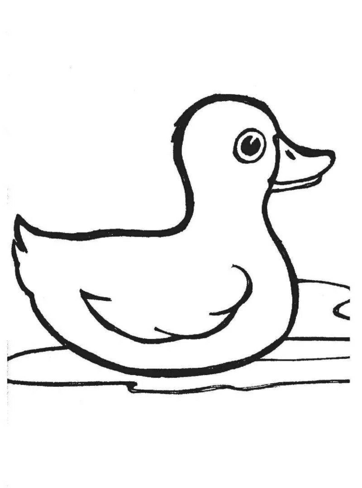 Glitter duck and duckling coloring page