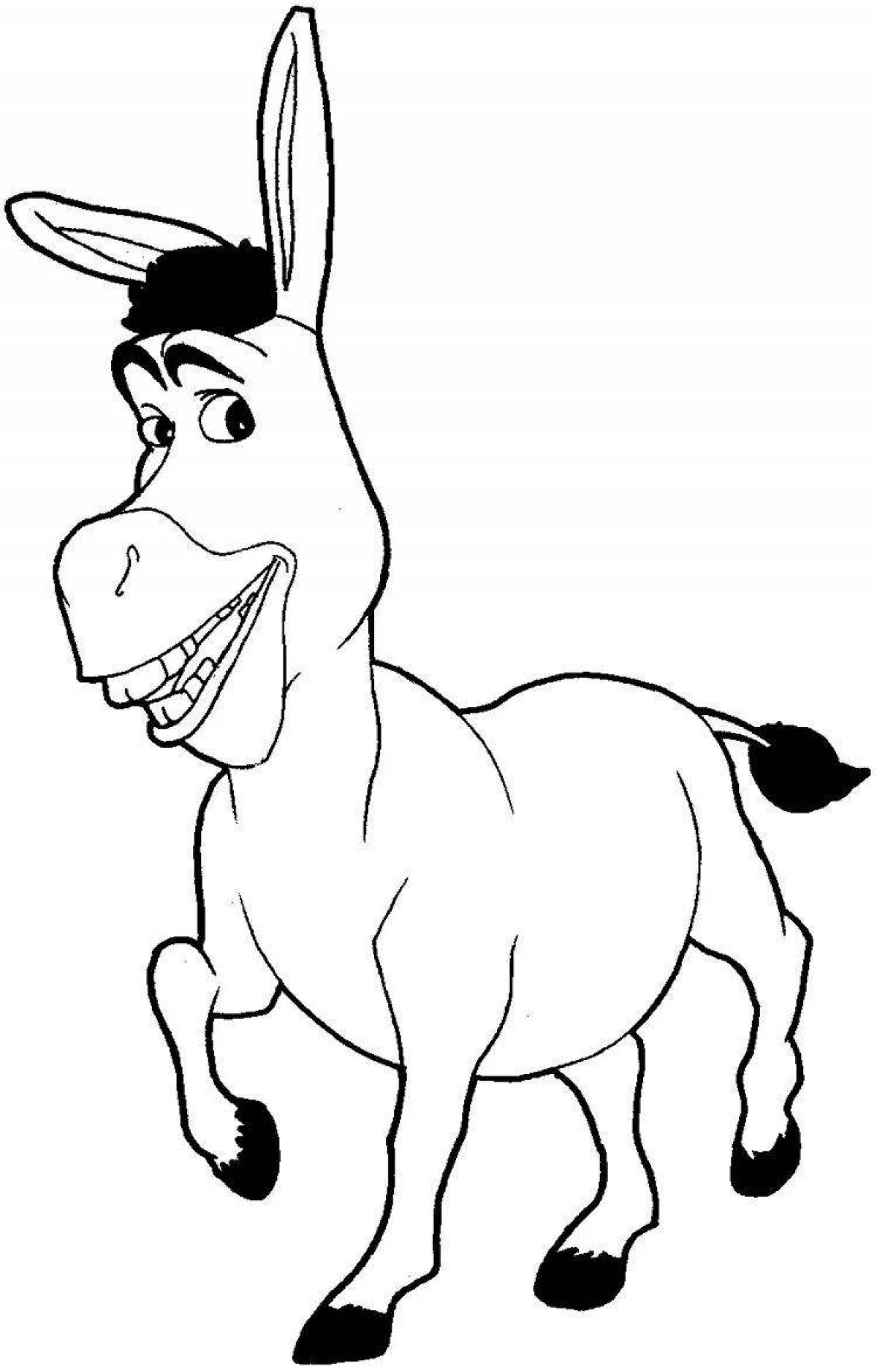 Playful coloring donkey from shrek